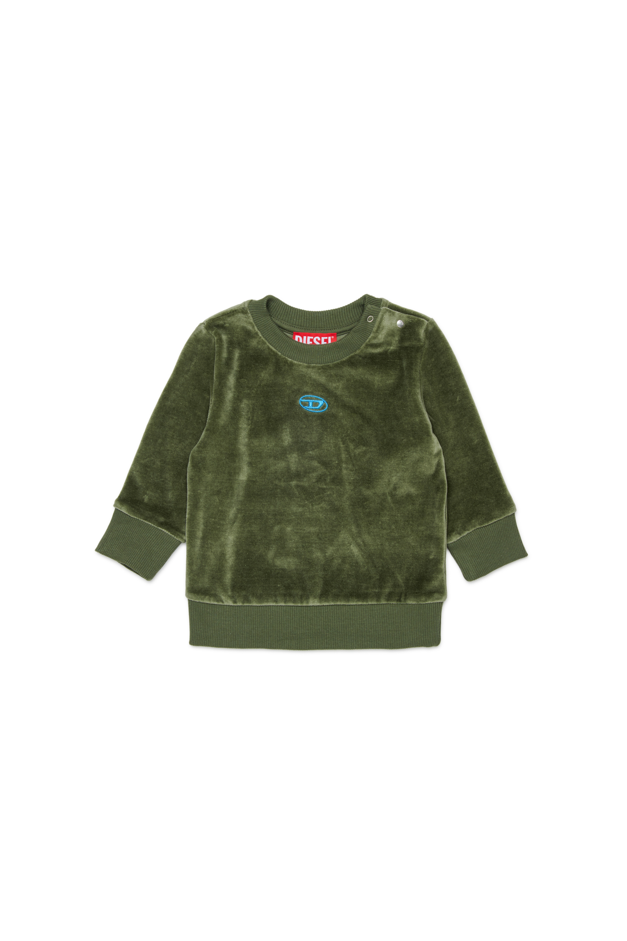 Diesel - SHENIB, Sudadera de terciopelo con bordado Oval D Hombre in Verde - 1