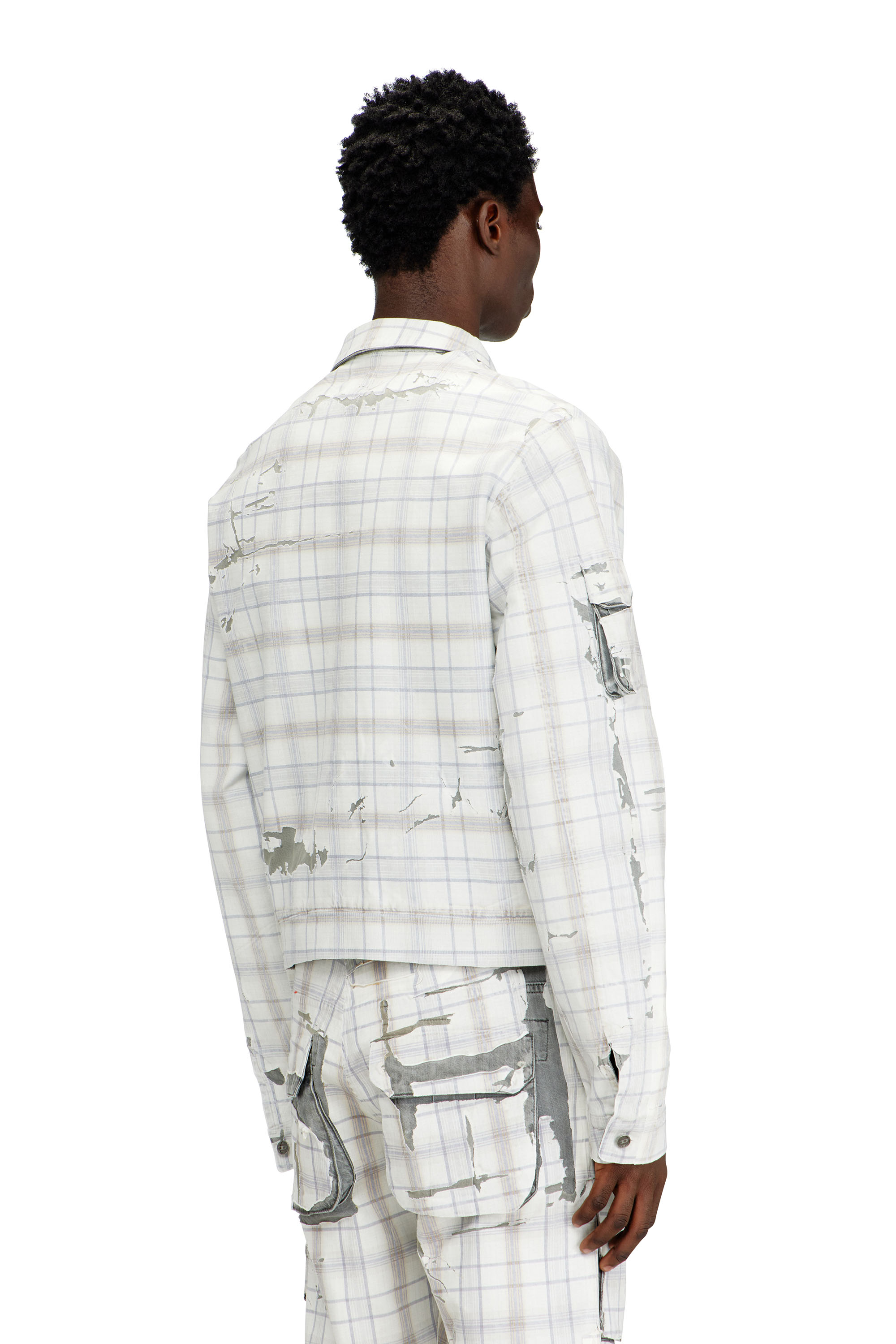 Diesel - D-VALEN-FSI1, Chaqueta vaquera con efecto pelable Hombre in Gris - 4