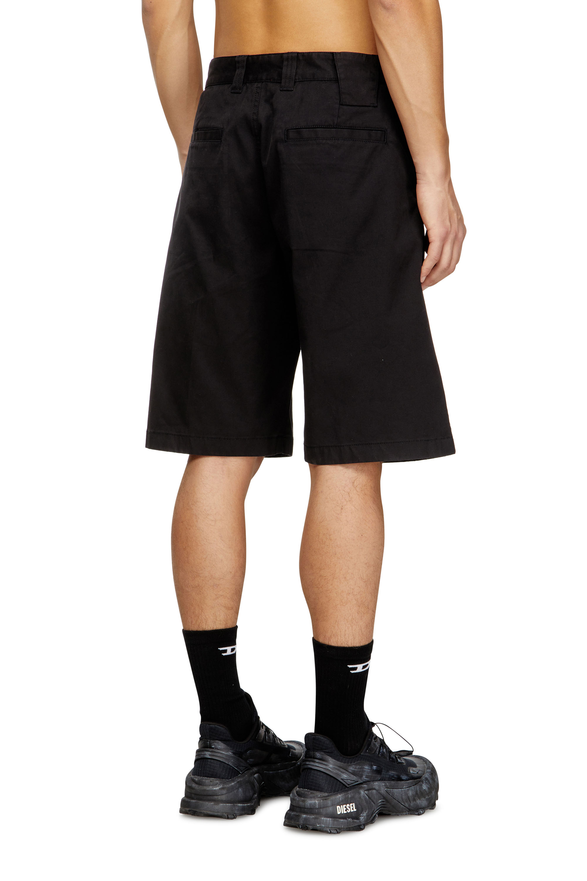 Diesel - P-HANT-CHINO-SHORT-EPCH, Pantalones cortos de algodón con tratamiento de lavado oscuro. Hombre in Negro - 4