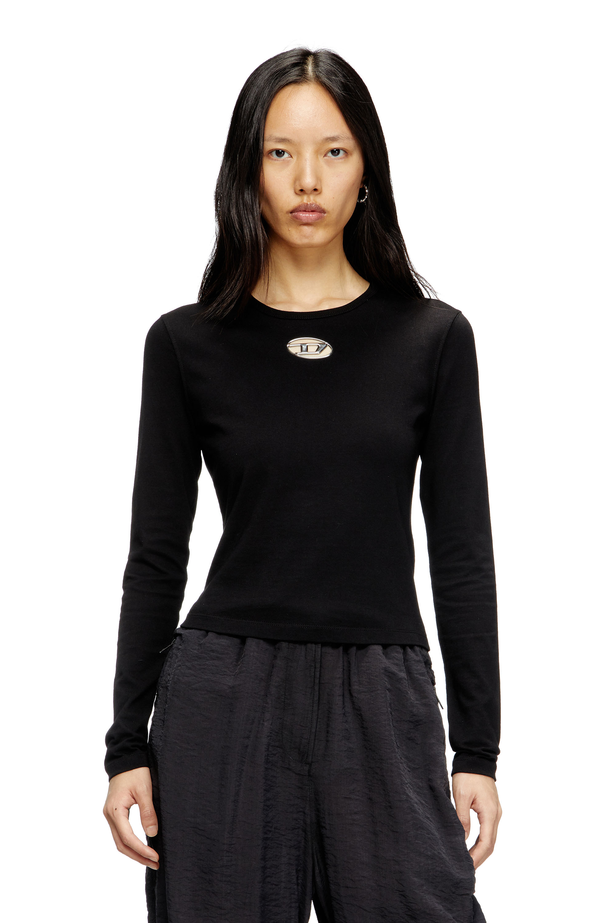 Diesel - T-UNCUTIE-LONG-LS-OD, Top de manga larga con recorte Oval D Mujer in Negro - 1