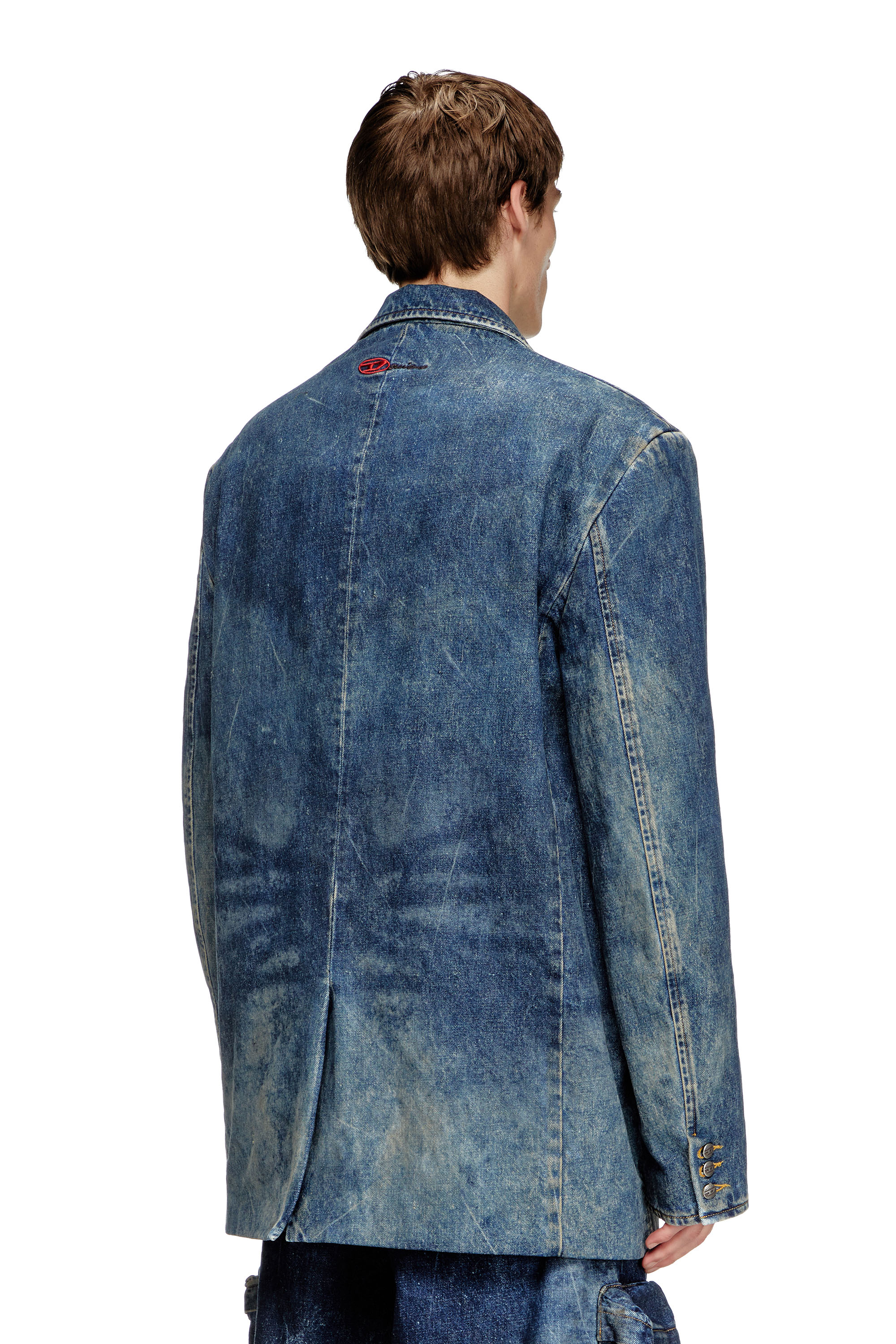 Diesel - D-OVER-DD, Blazer en denim tratado a mano con efecto de suciedad Unisex in Azul marino - 5