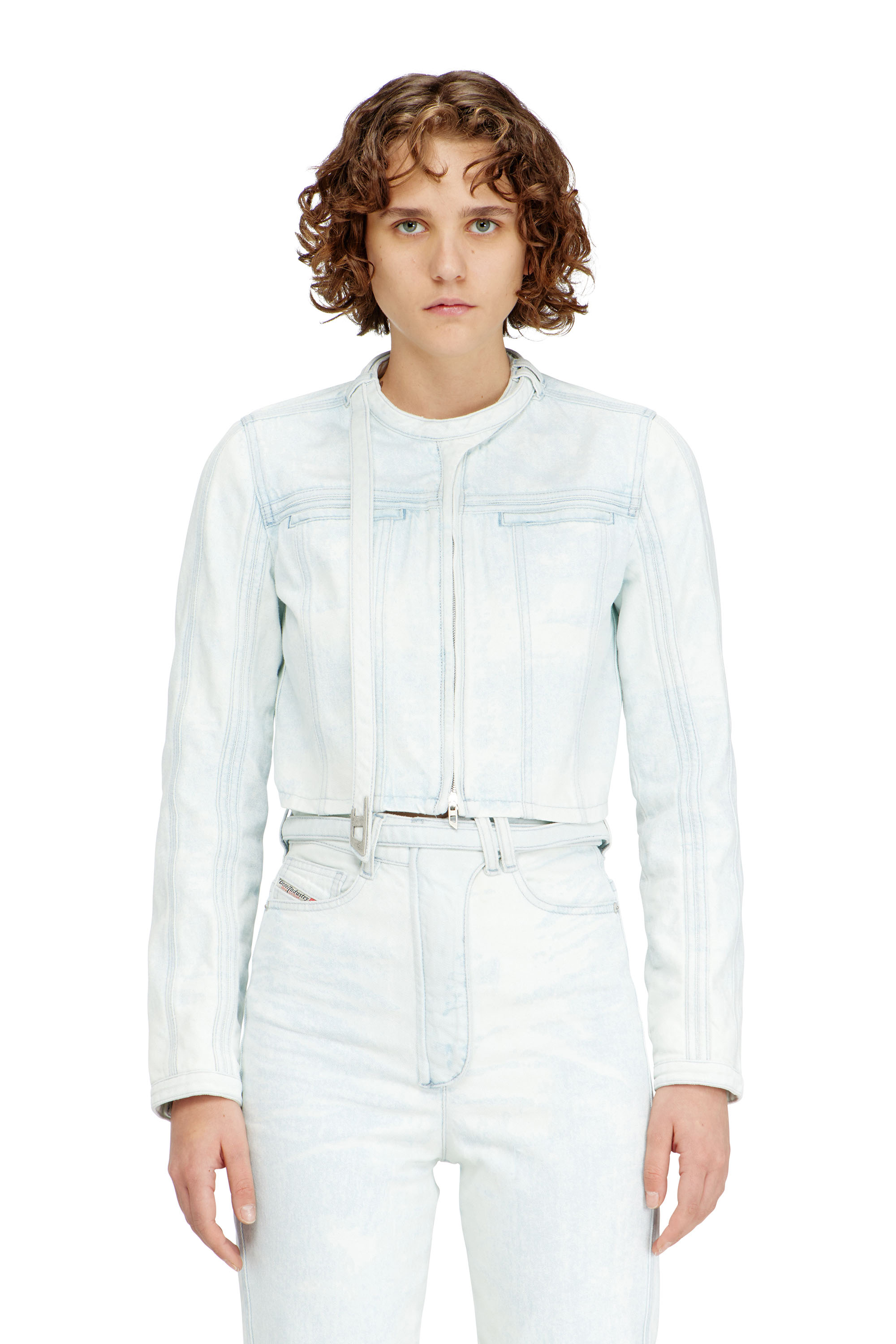 Diesel - DE-SAPHIX-FSI, Chaqueta corta de denim satinado azul hielo Mujer in Azul marino - 1