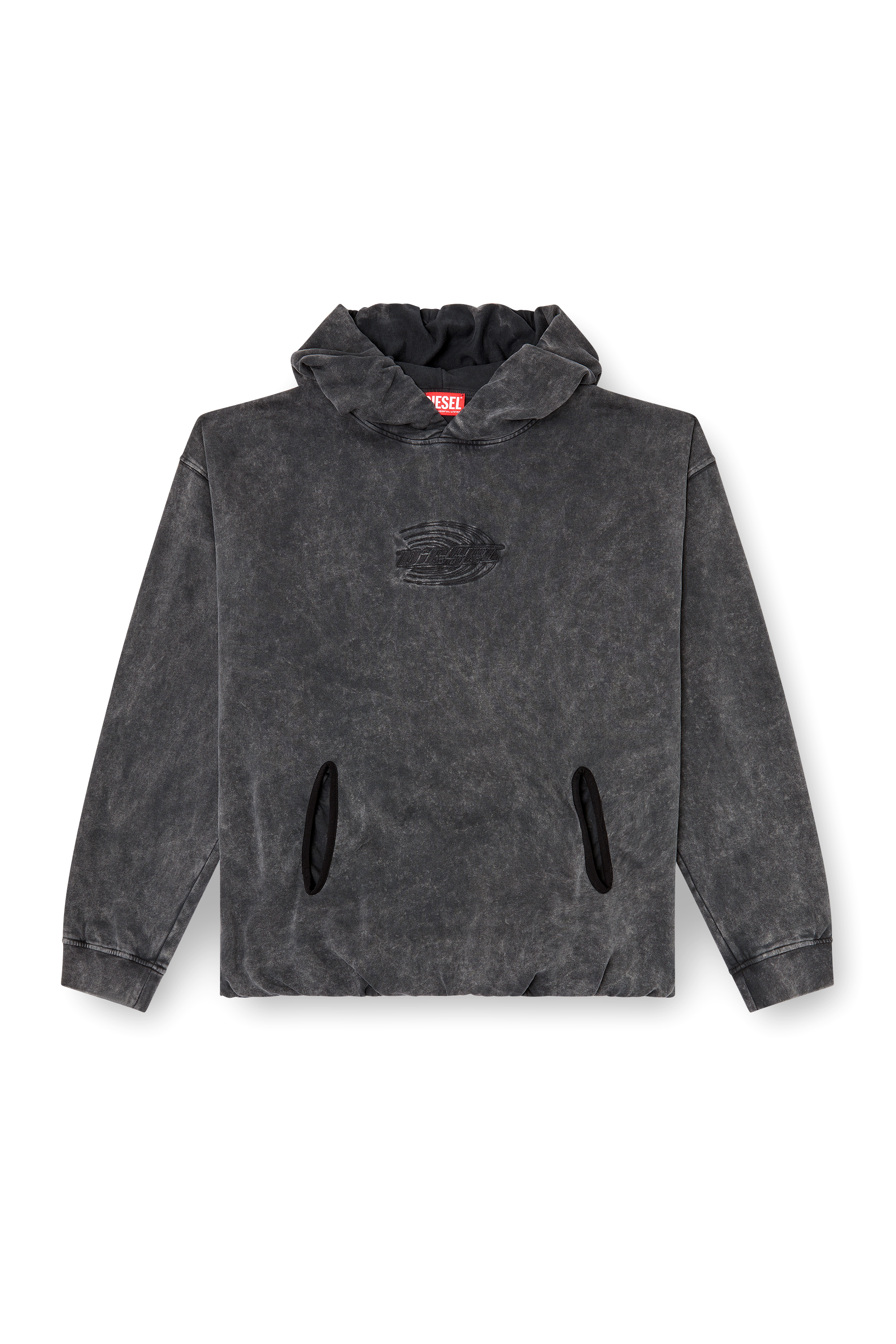 Diesel - S-BOXSTIC-HOOD, Sudadera con capucha lavada al ácido con fruncidos Unisex in Gris - 3