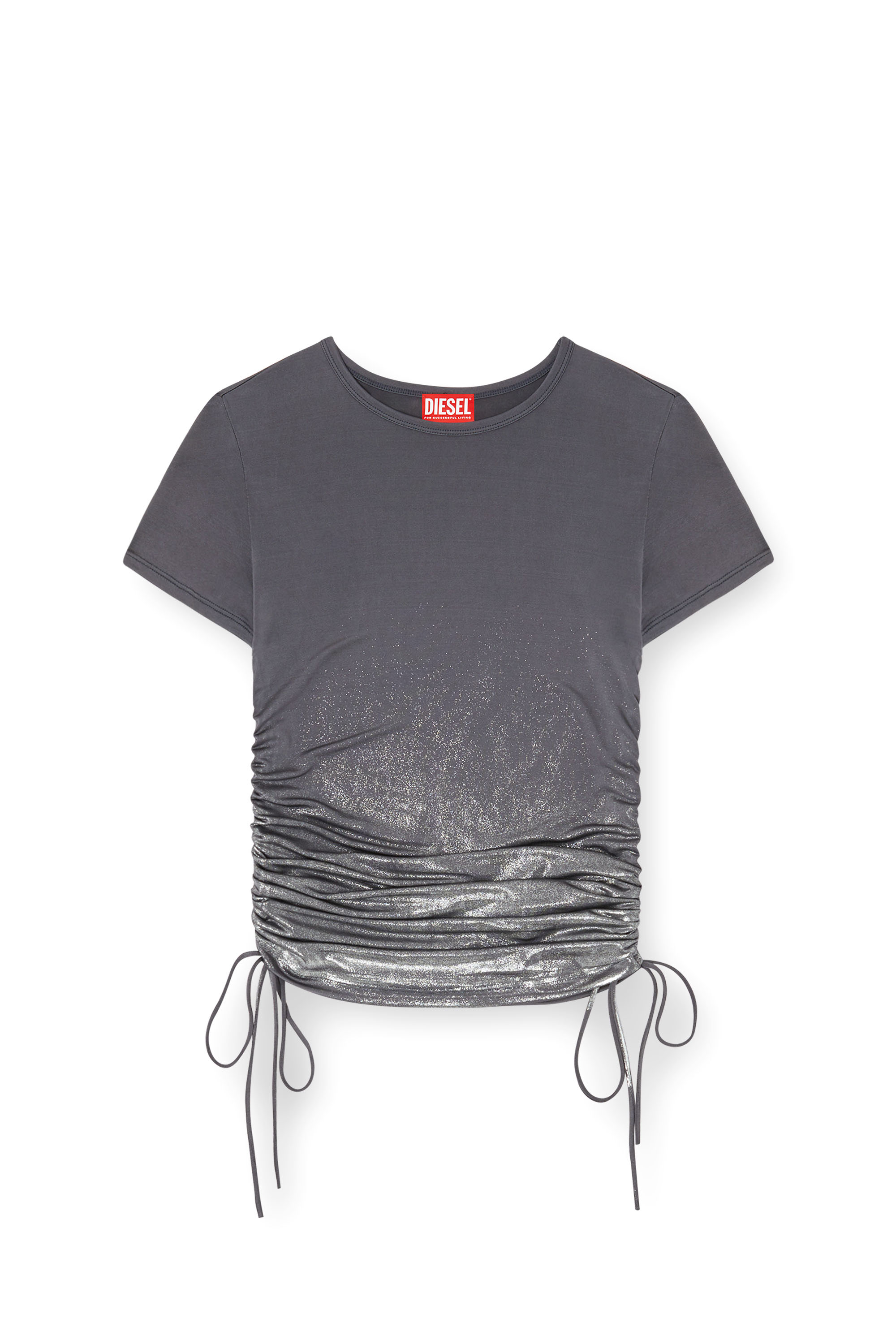 Diesel - T-REY, Top de jersey con cordones en los lados Mujer in Gris - 2