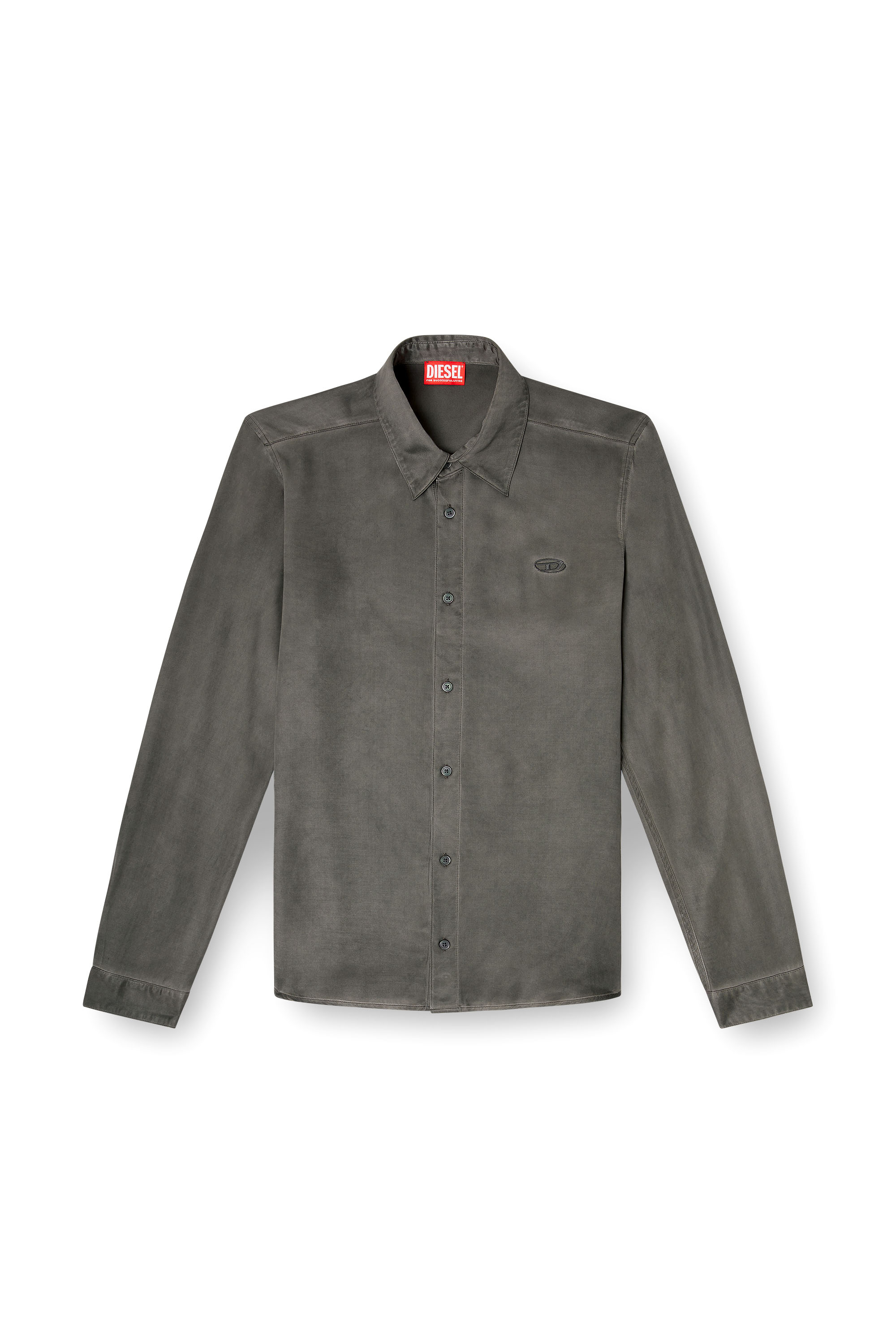 Diesel - S-KINNY-ALBG, Camisa de viscosa fluida tratada Hombre in Gris - 3