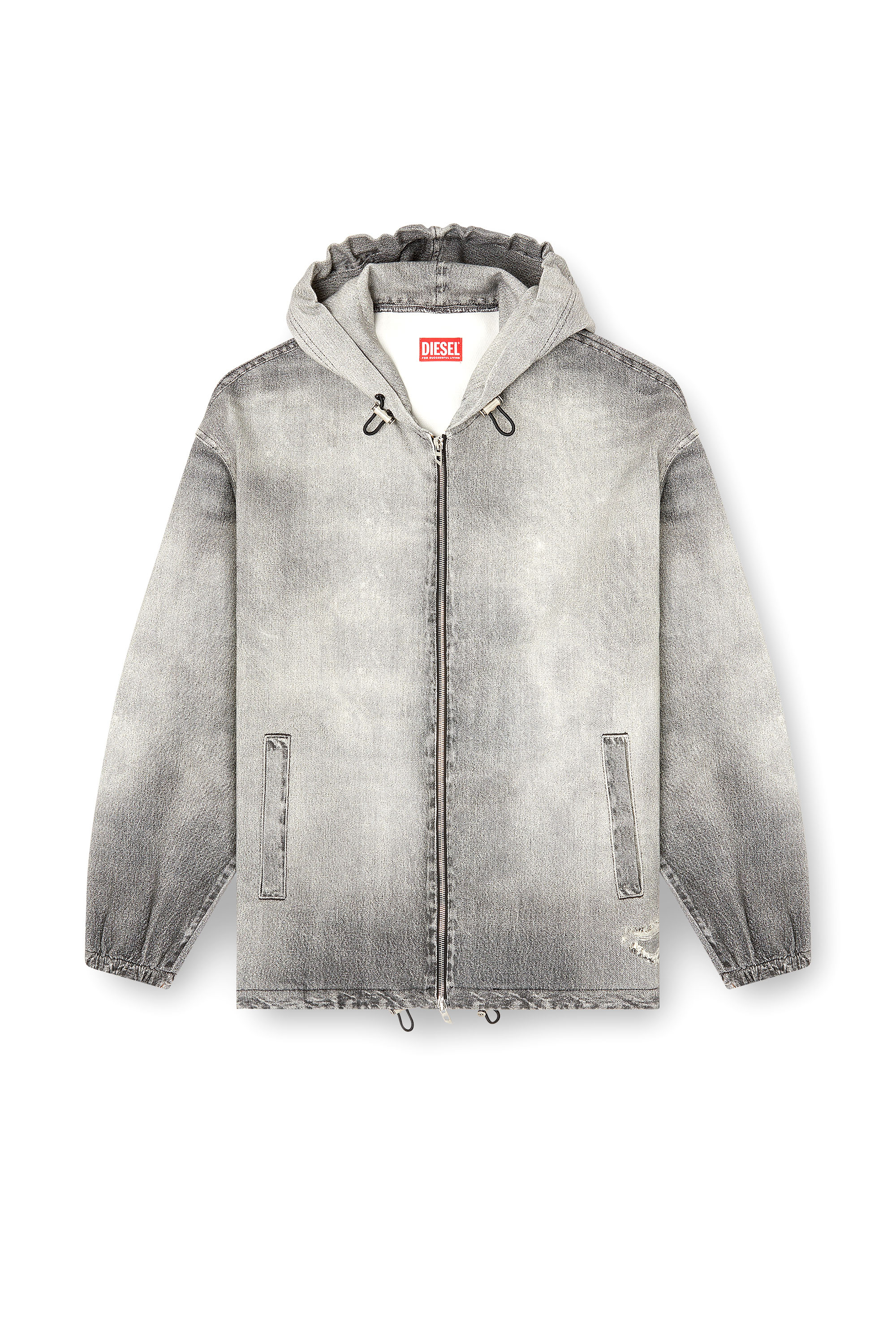 Diesel - D-WYNNY JOGG, Chaqueta con capucha en trompe l'oeil JoggJeans Hombre in Gris - 3