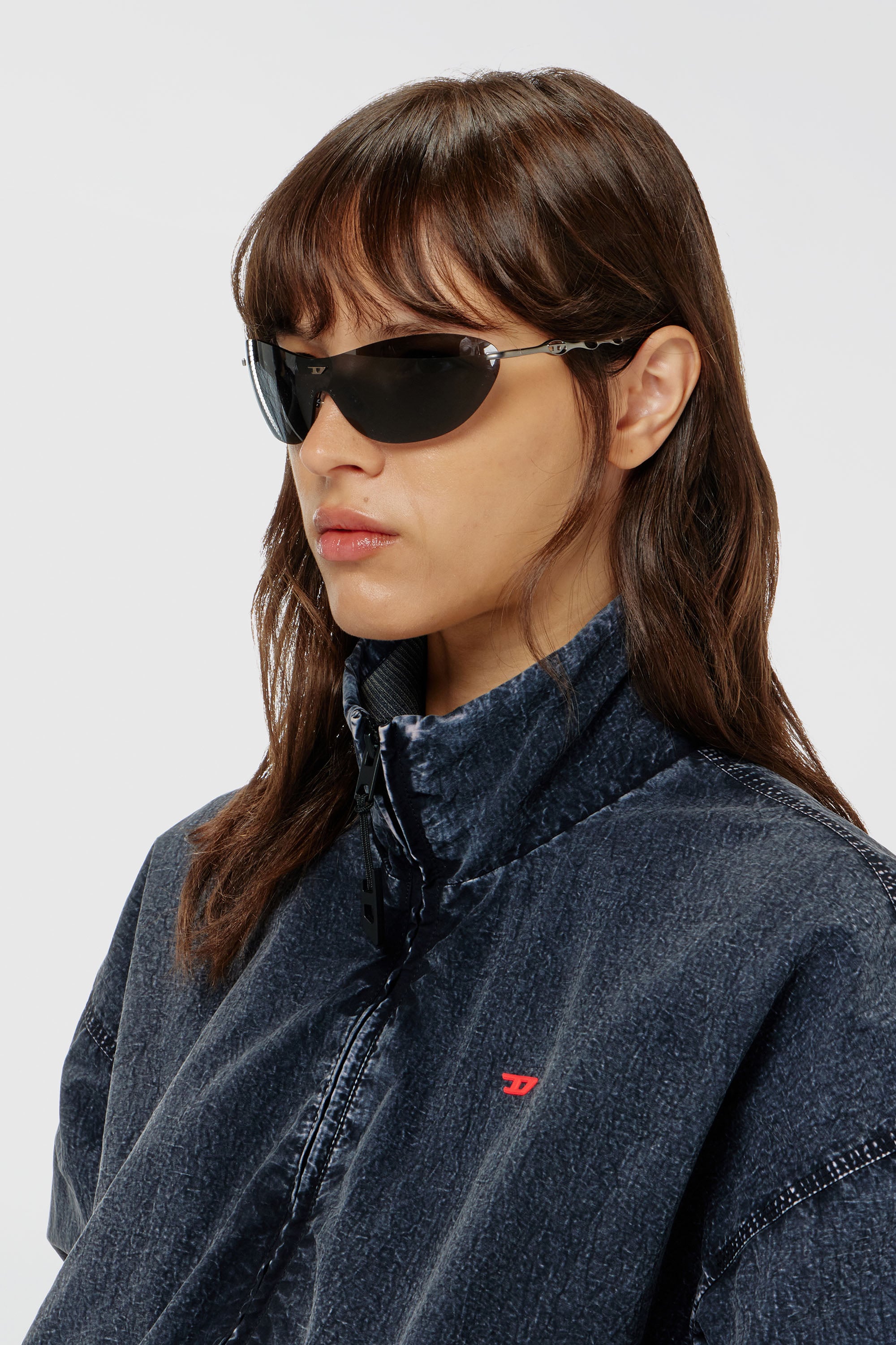 Diesel - G-LEAMER, Chaqueta cortavientos en taslan acid-wash Mujer in Azul marino - 5