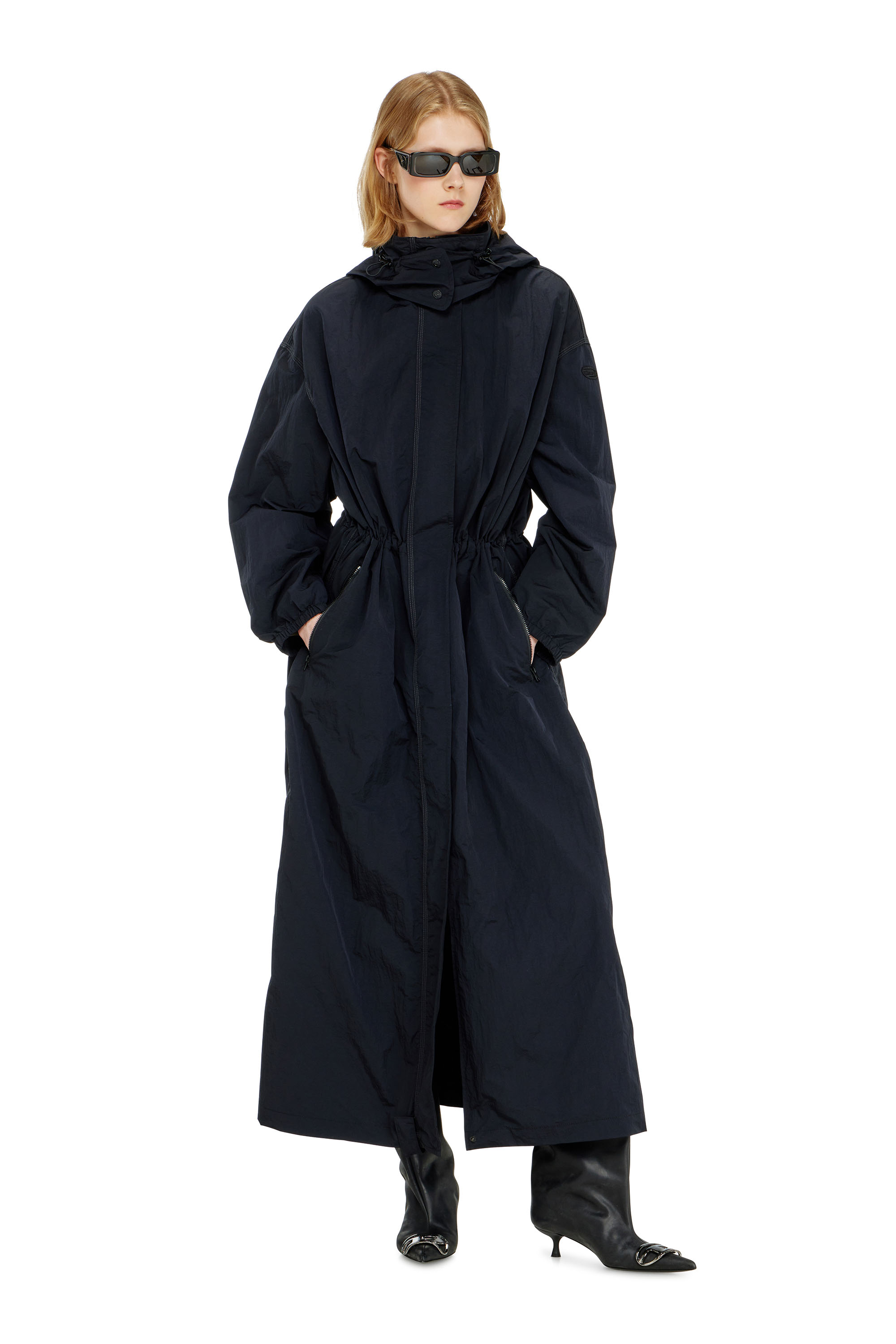 Diesel - G-ASTER-T1, Gabardina de nailon con capucha desmontable Mujer in Azul marino - 1