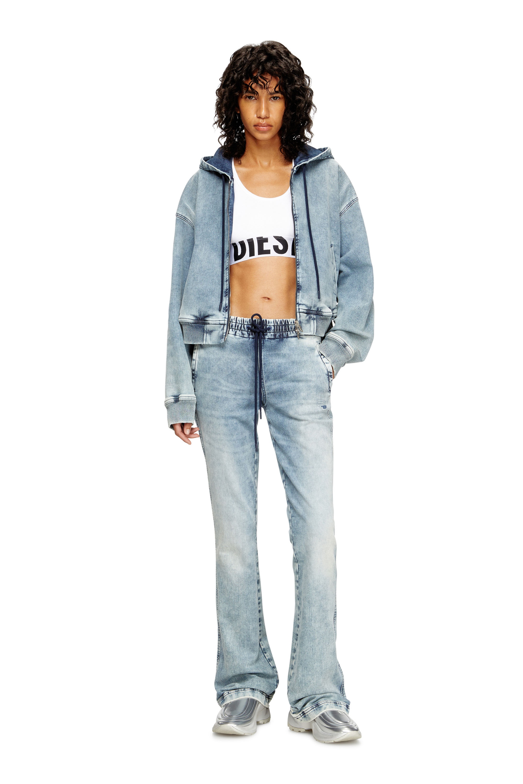 Diesel - UFSB-COTTON-RACE-BRALETTE-XL, Sujetador deportivo con logotipo recortado Mujer in Blanco - 6