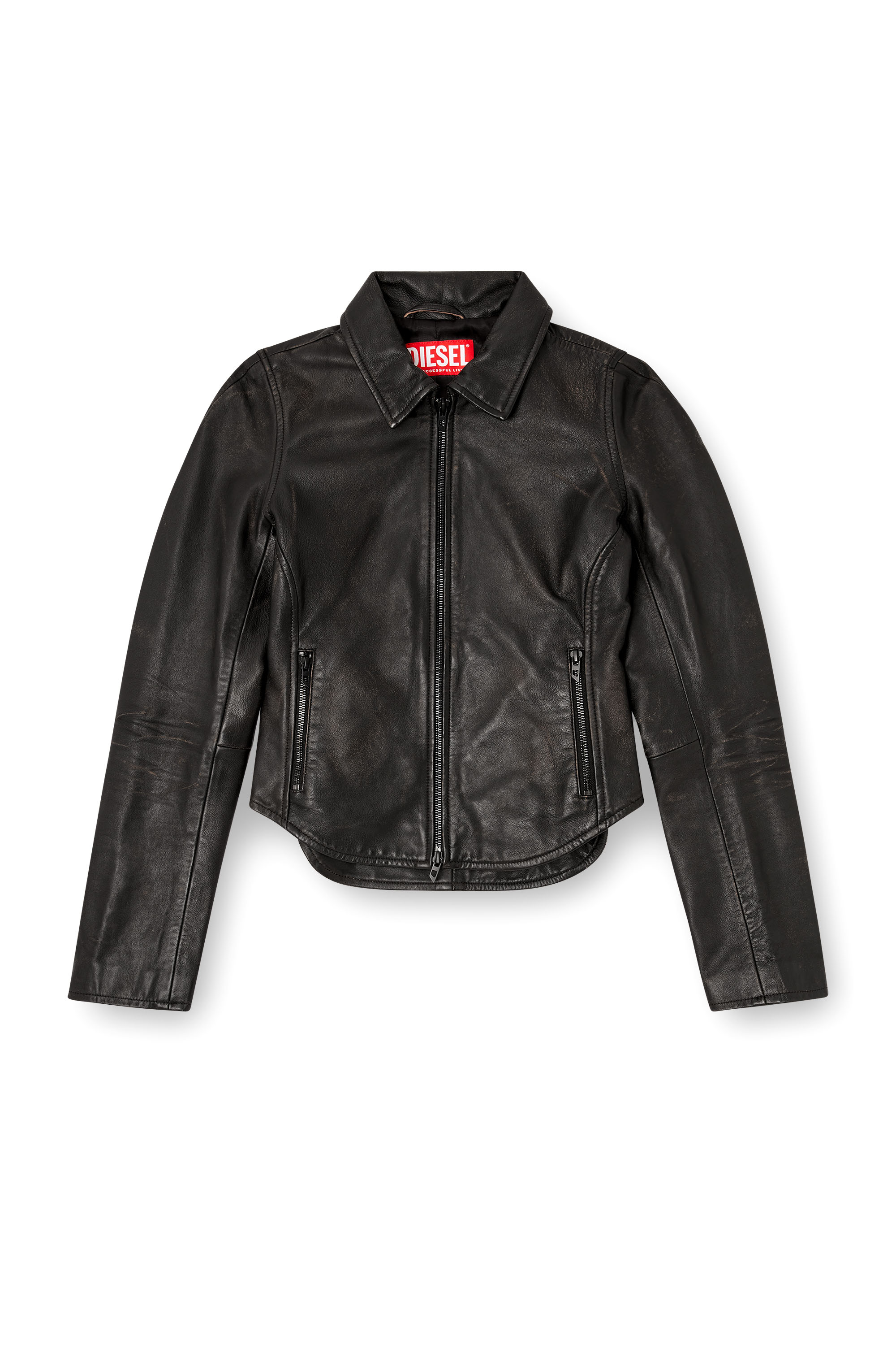 Diesel - L-EGRAD, Chaqueta de cuero desgastado Mujer in Negro - 3