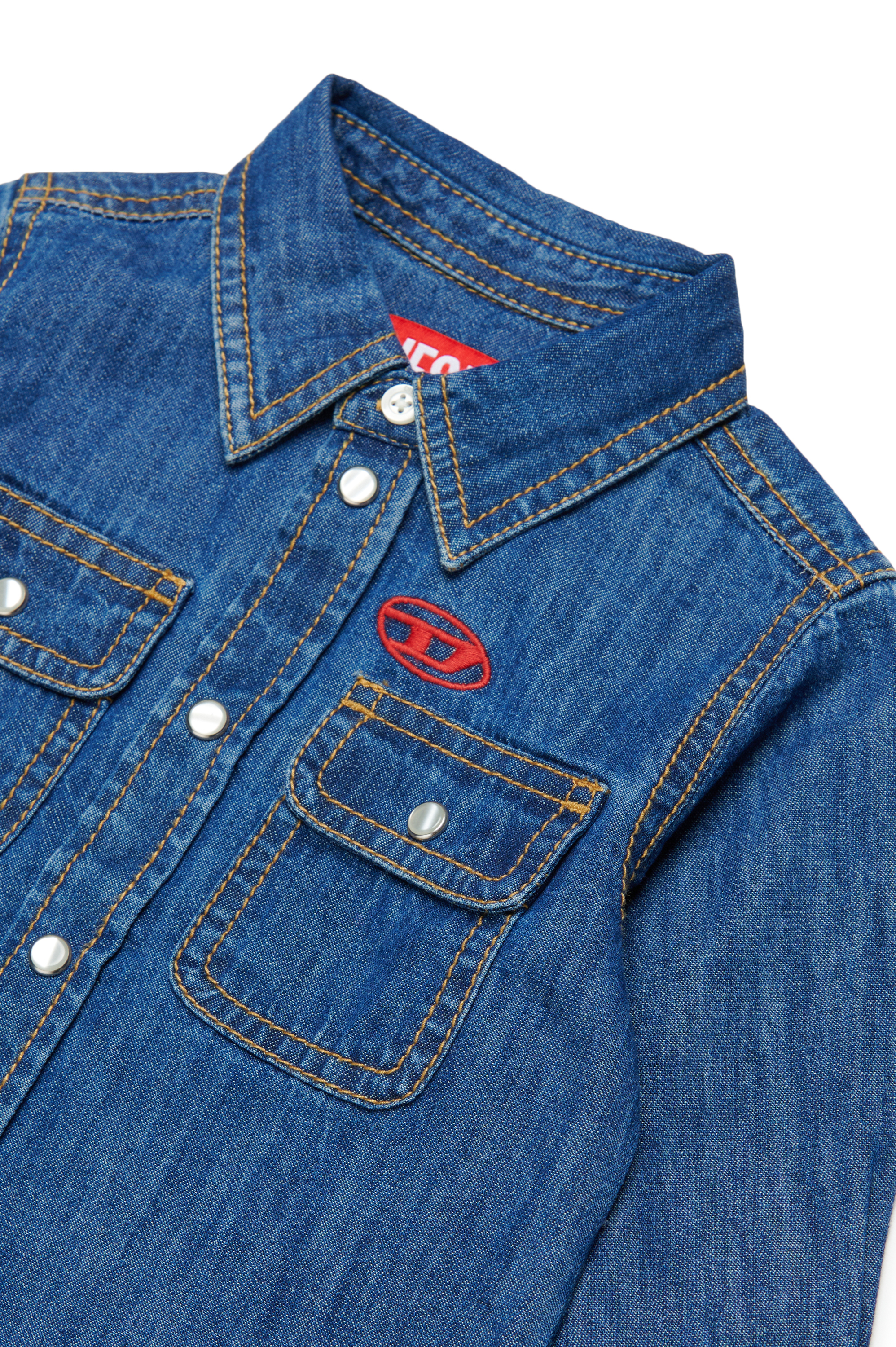 Diesel - CARTOB, Man Denim shirt with Oval D embroidery in Blue - Image 3
