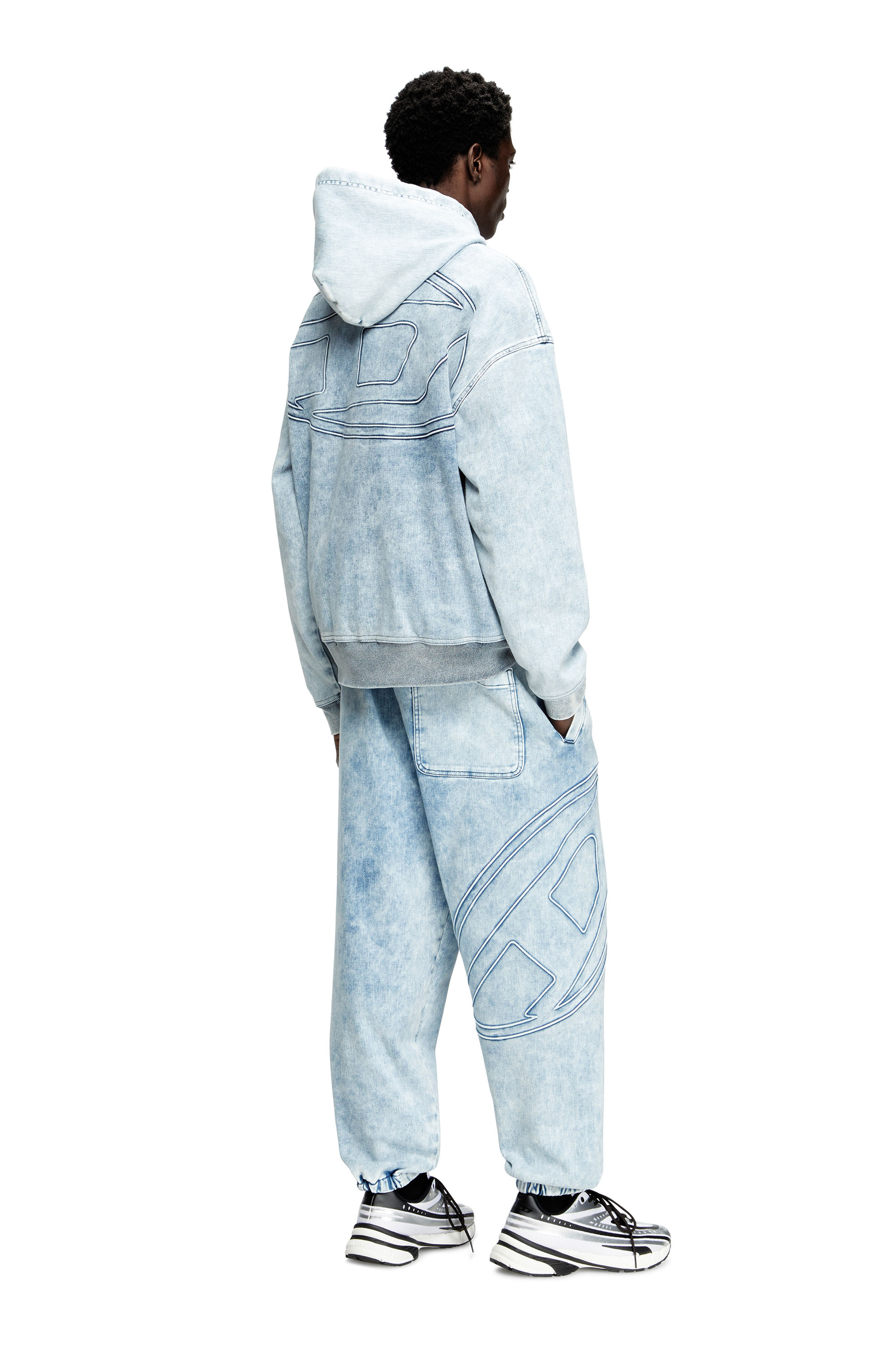 Diesel - D-REBBIT-S-TRACK, Sudadera con capucha en denim efecto mármol Unisex in Azul marino - 2