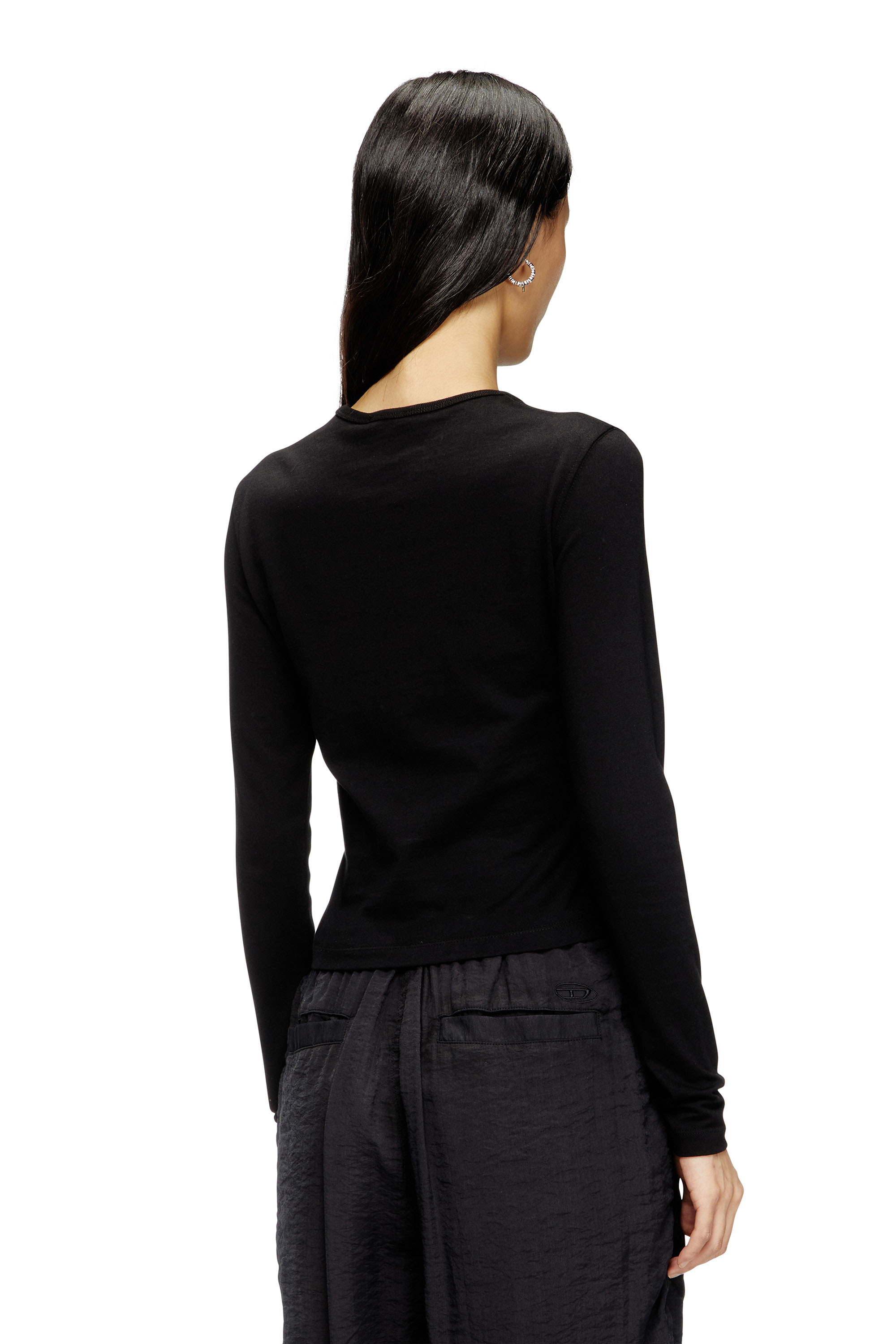 Diesel - T-UNCUTIE-LONG-LS-OD, Top de manga larga con recorte Oval D Mujer in Negro - 4