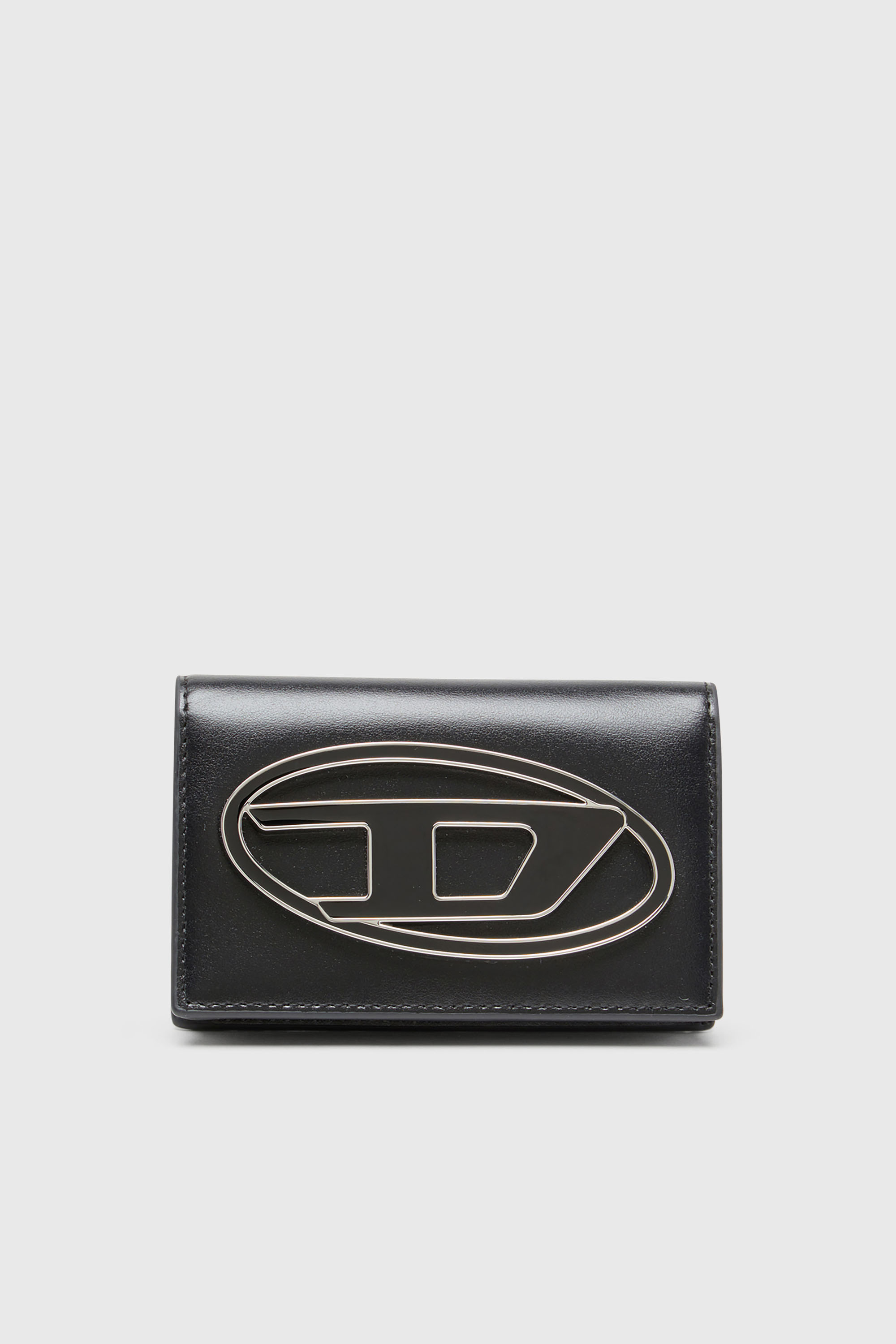 Diesel - 1DR CARD HOLDER IV, Tarjetero de piel con Oval D esmaltado Mujer in Negro - 1