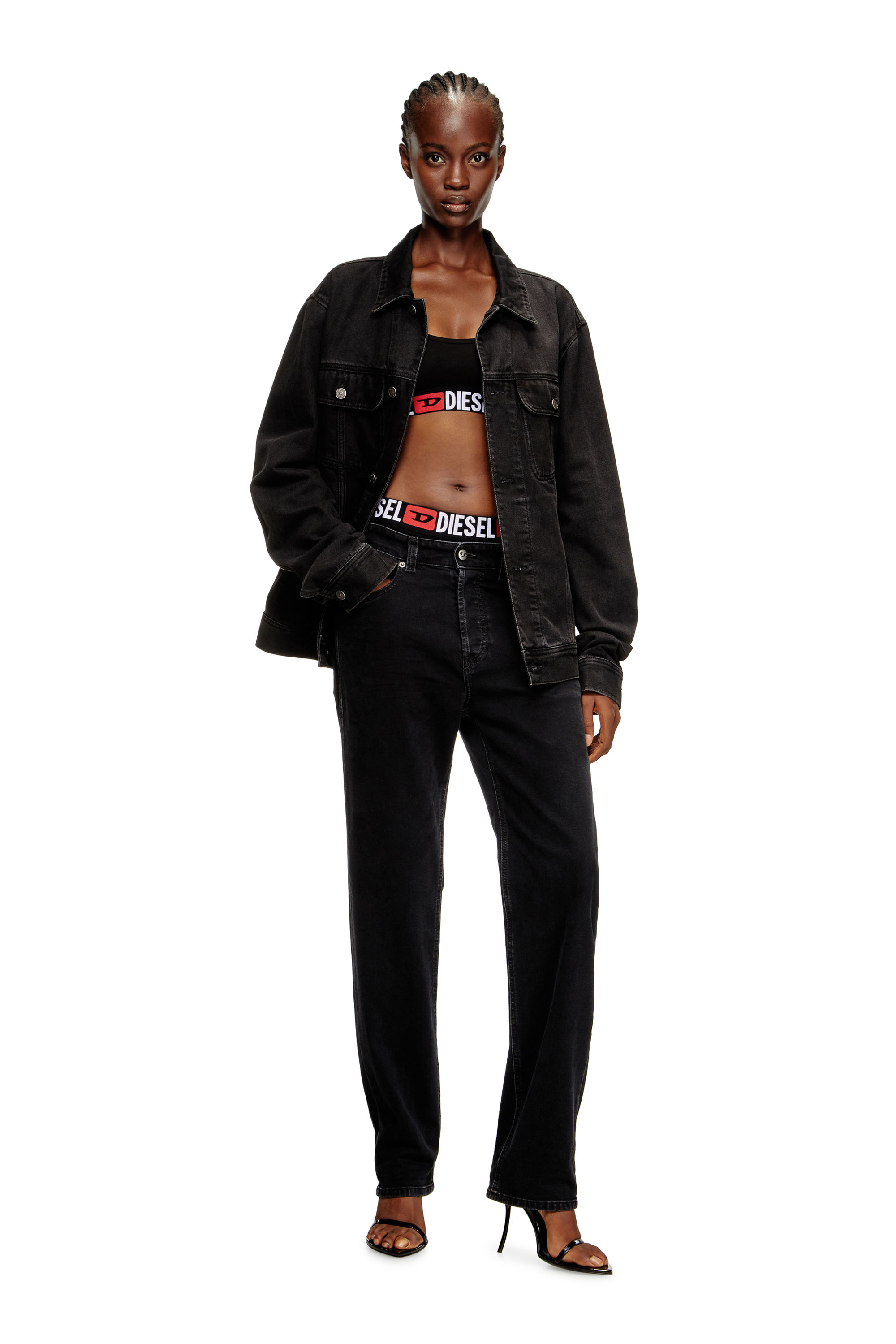 Diesel - UFSB-ORIBA, Bralette con banda con logotipo Mujer in Negro - 1