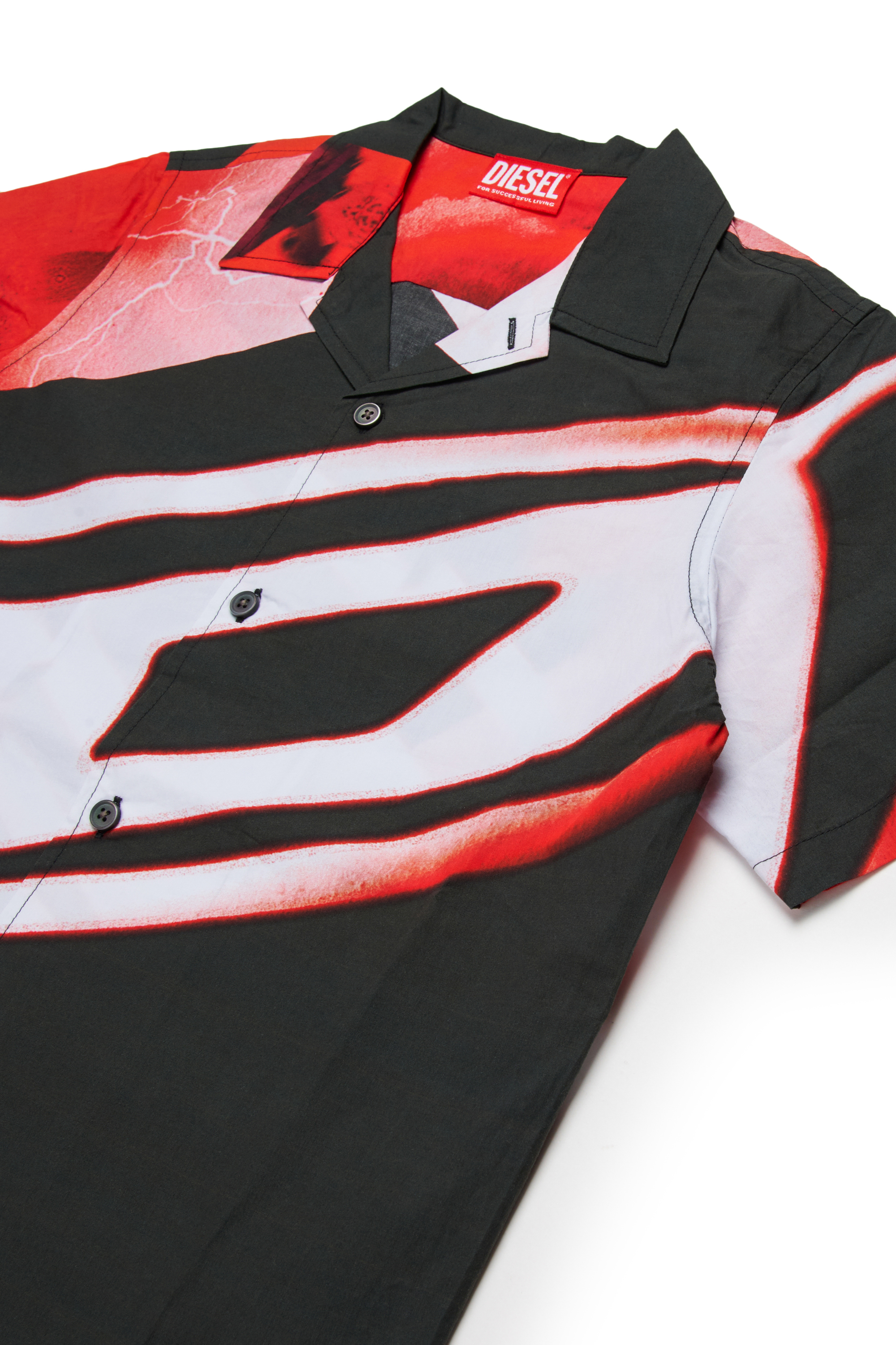 Diesel - MCIOND, Camisa de algod&oacute;n con estampado difuminado por toda la prenda Hombre in Negro - 3