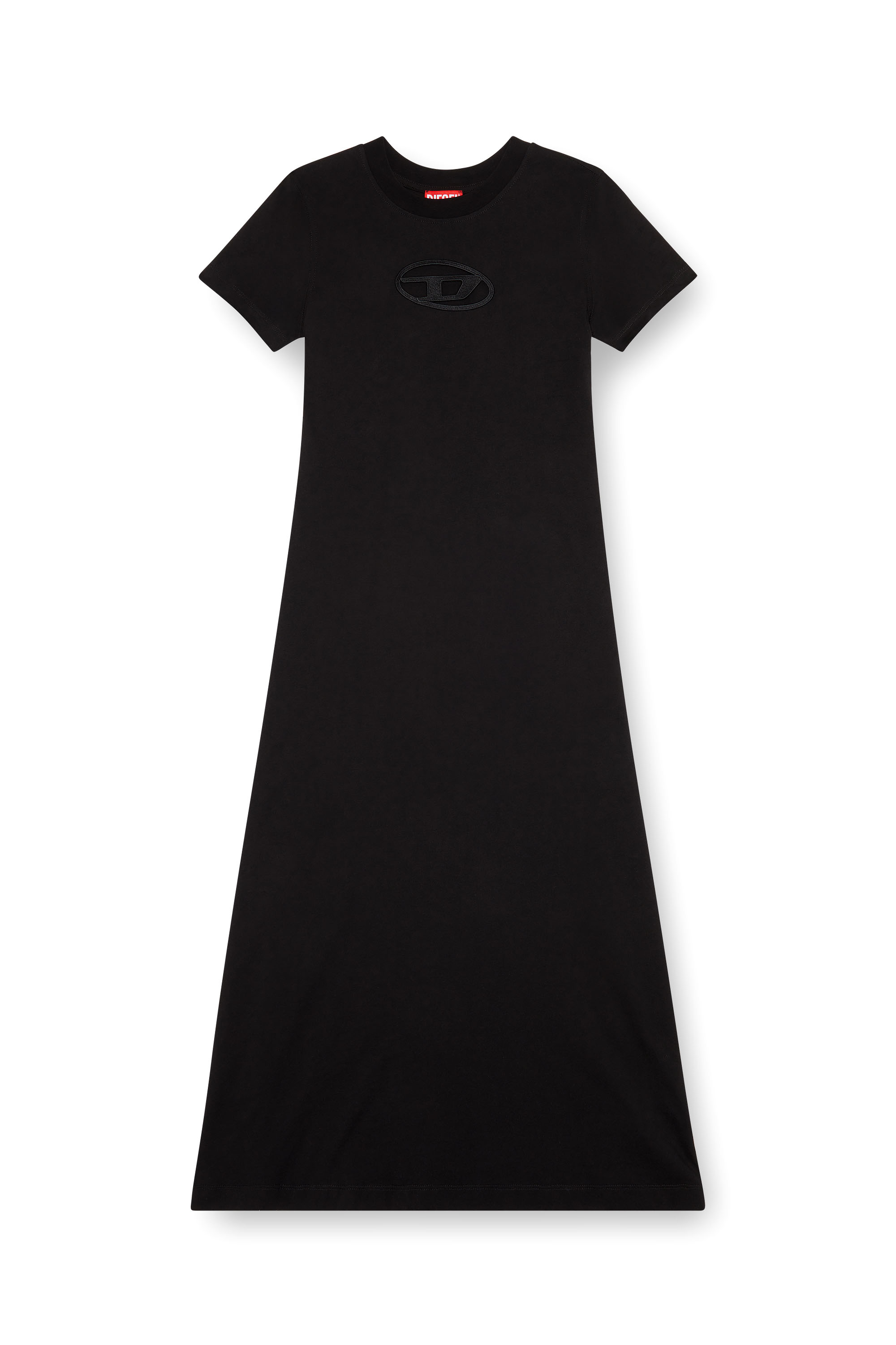 Diesel - D-ALIN-OD, Mujer Vestido camiseta con D bordada in Negro - Image 1