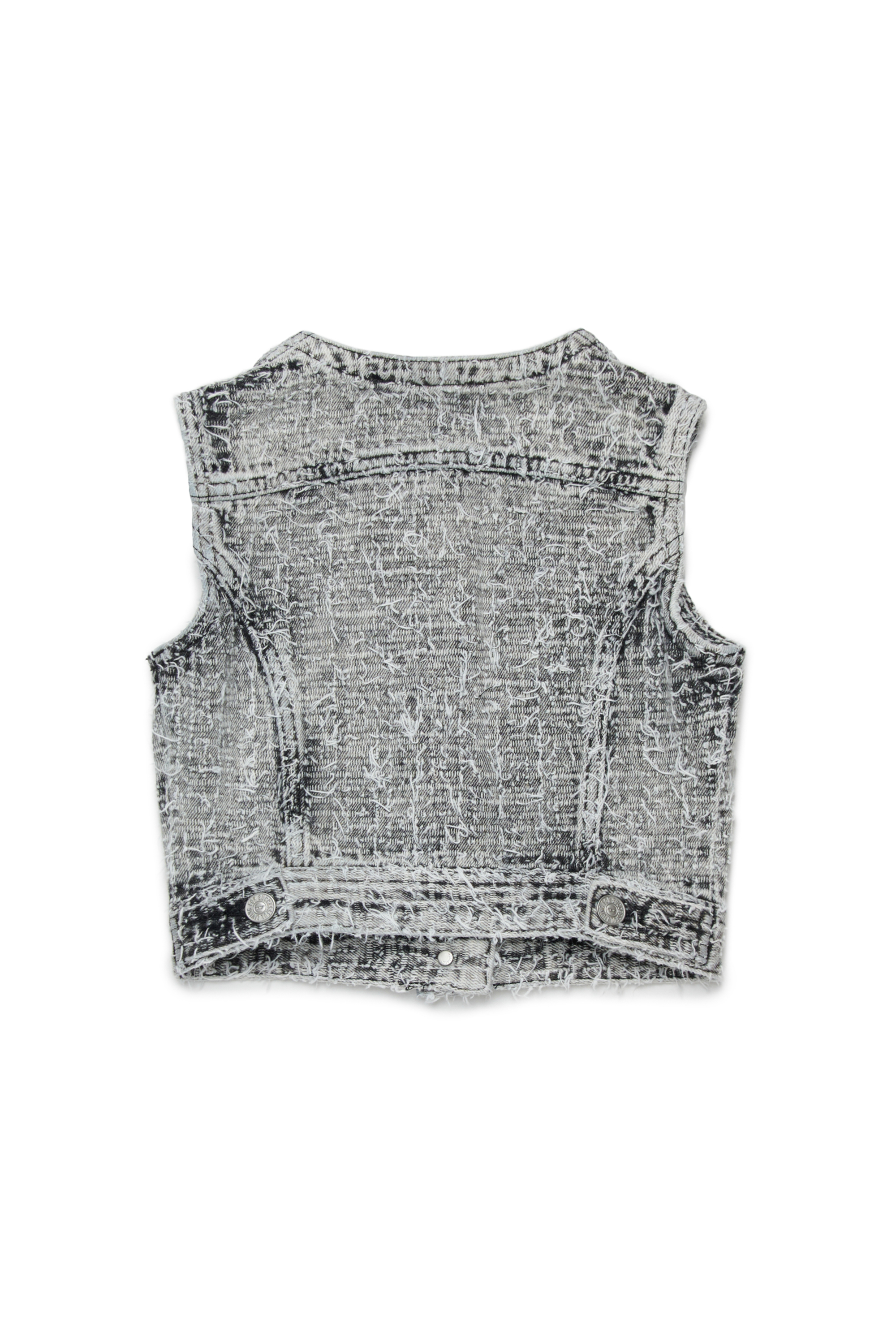 Diesel - JSLIMMY-SM-J, Chaleco vaquero con textura deshilachada Mujer in Gris - 2