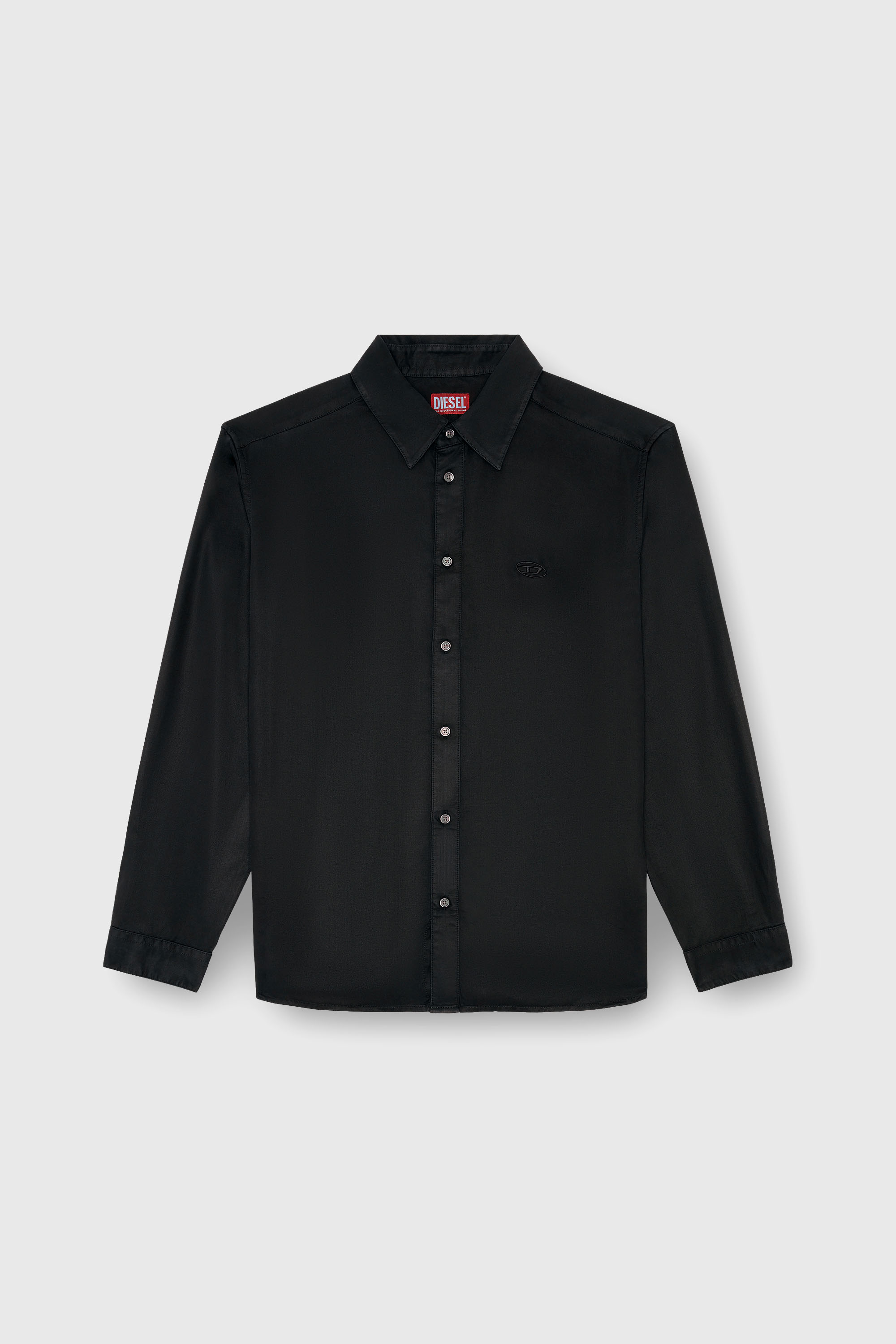 Diesel - S-SIMPLY-C, Camisa fluida con logotipo bordado Hombre in Negro - 2