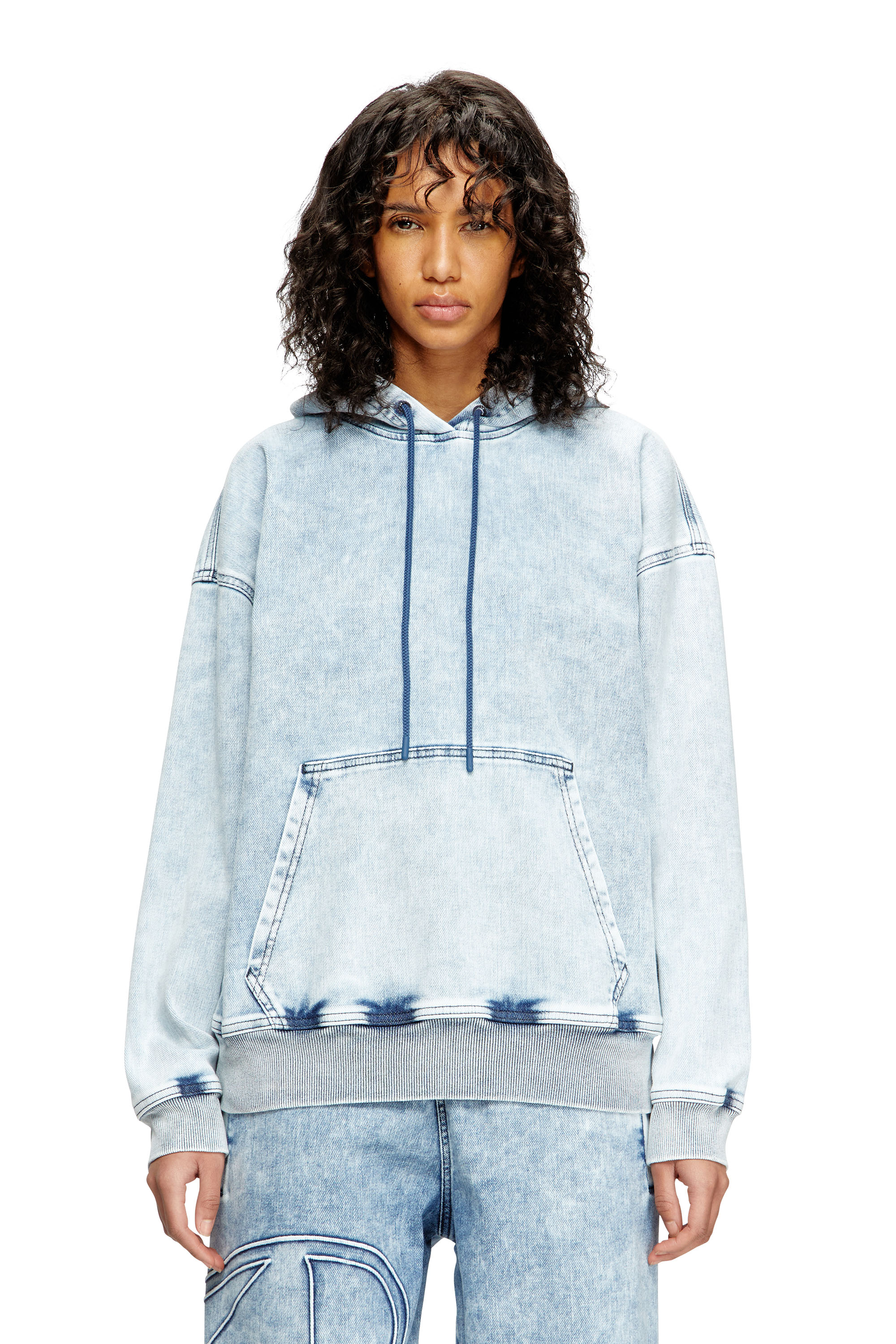 Diesel - D-REBBIT-S-TRACK, Sudadera con capucha en denim efecto mármol Unisex in Azul marino - 6