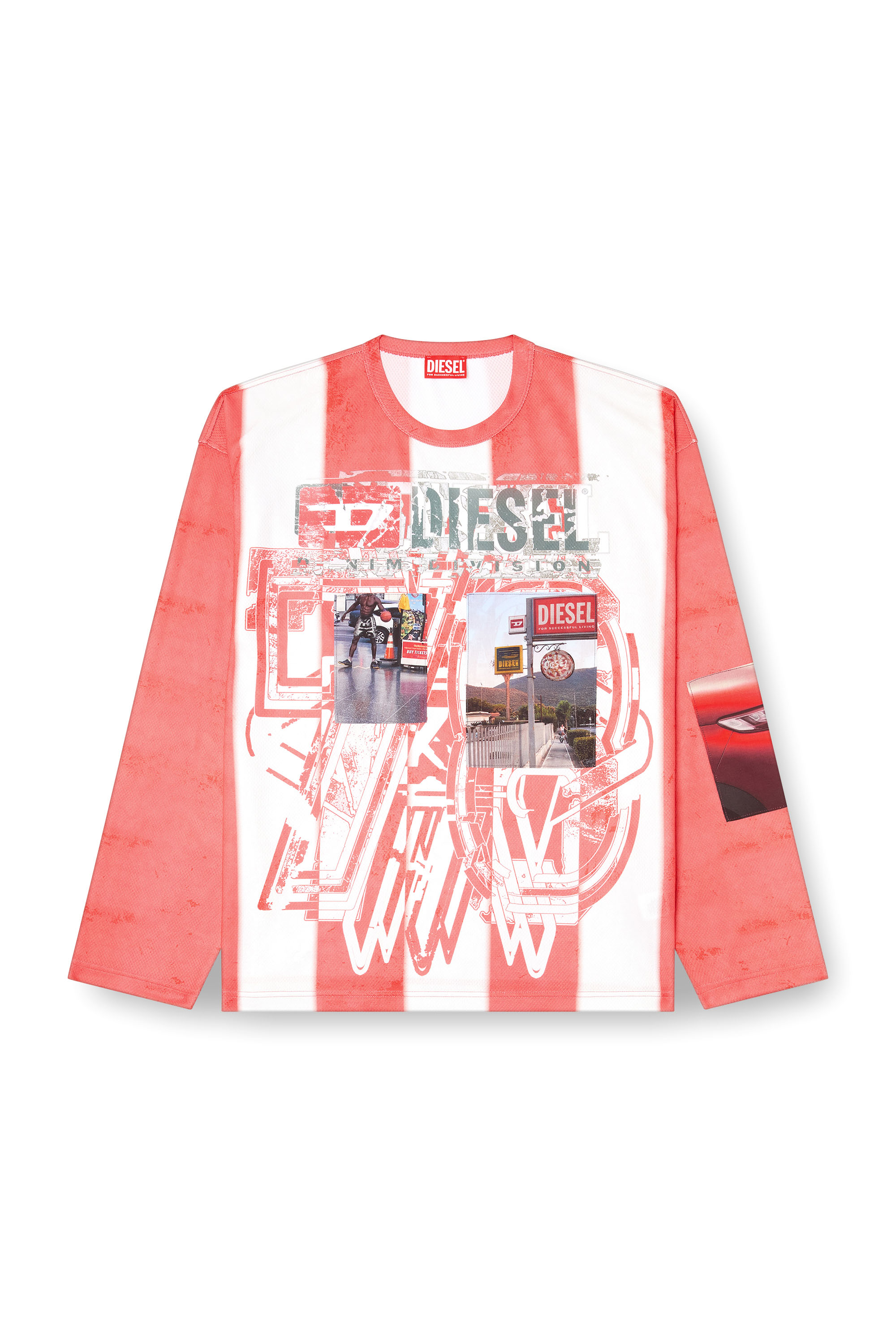 Diesel - T-RUBY, Camiseta de manga larga de rayas con parches fotográficos Hombre in ToBeDefined - 3