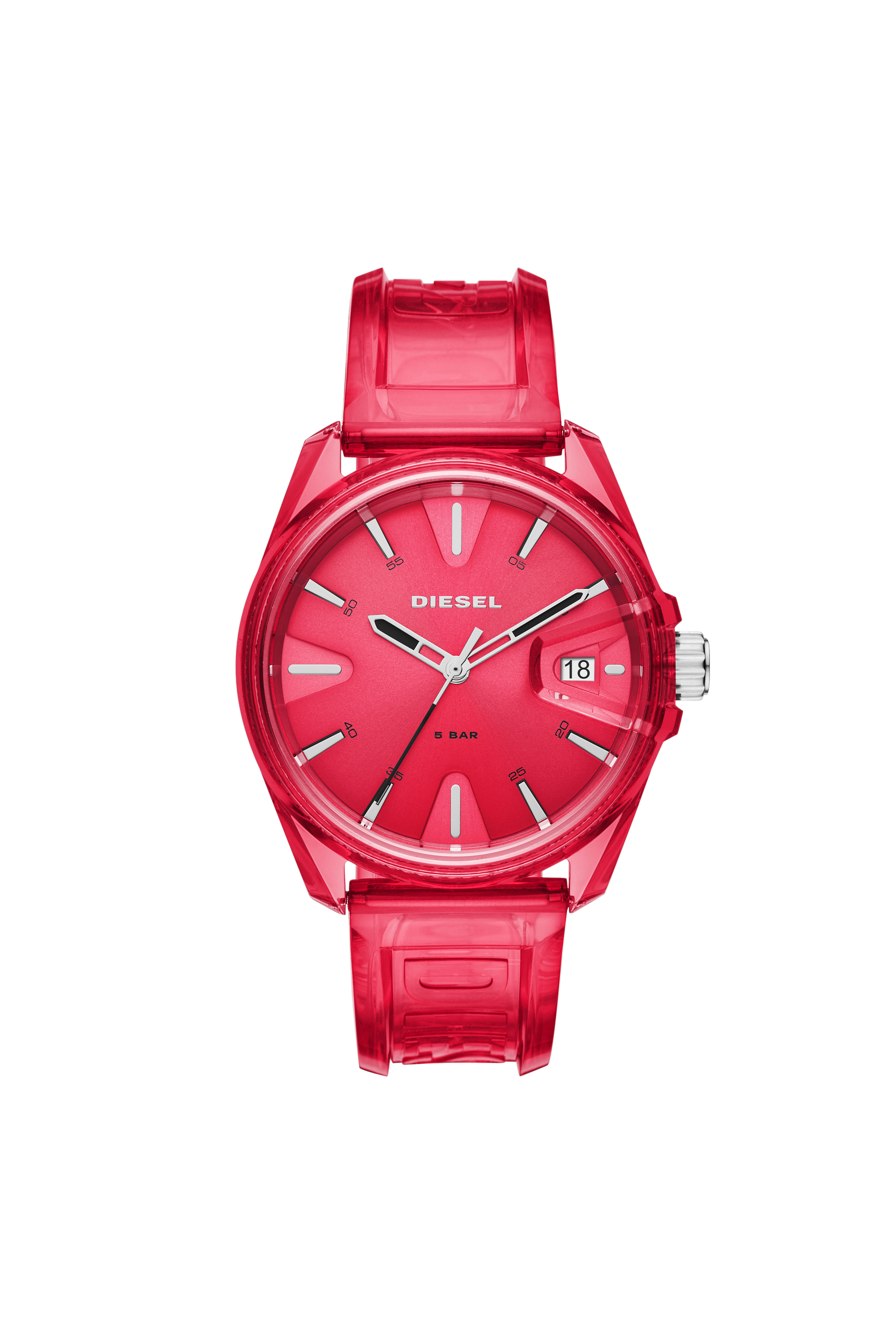 Diesel - DZ1930, Reloj MS9 de tres manecillas rojo transparente Unisex in Rojo - 1