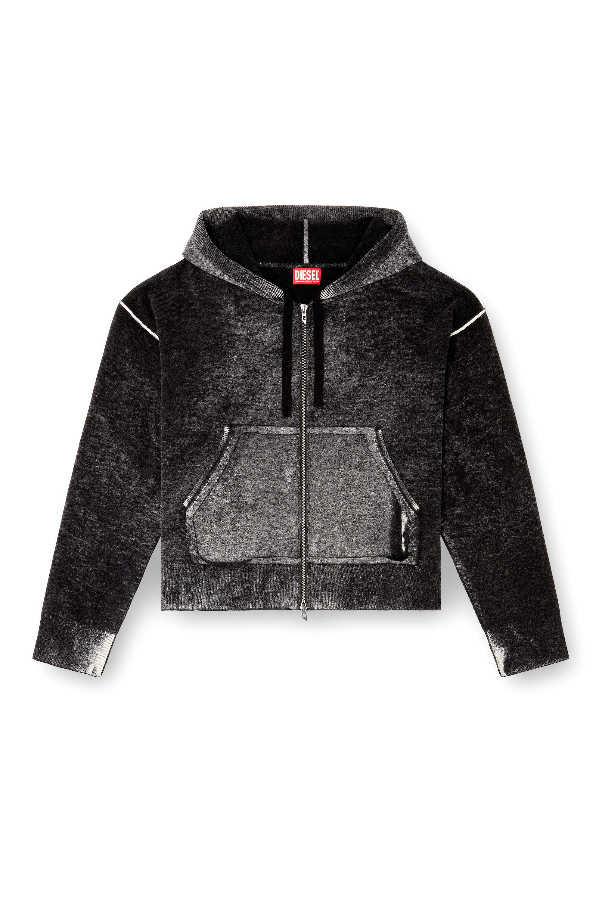 Diesel - M-HERMINE, Cárdigan con capucha de lana con estampado inverso Mujer in ToBeDefined - 2