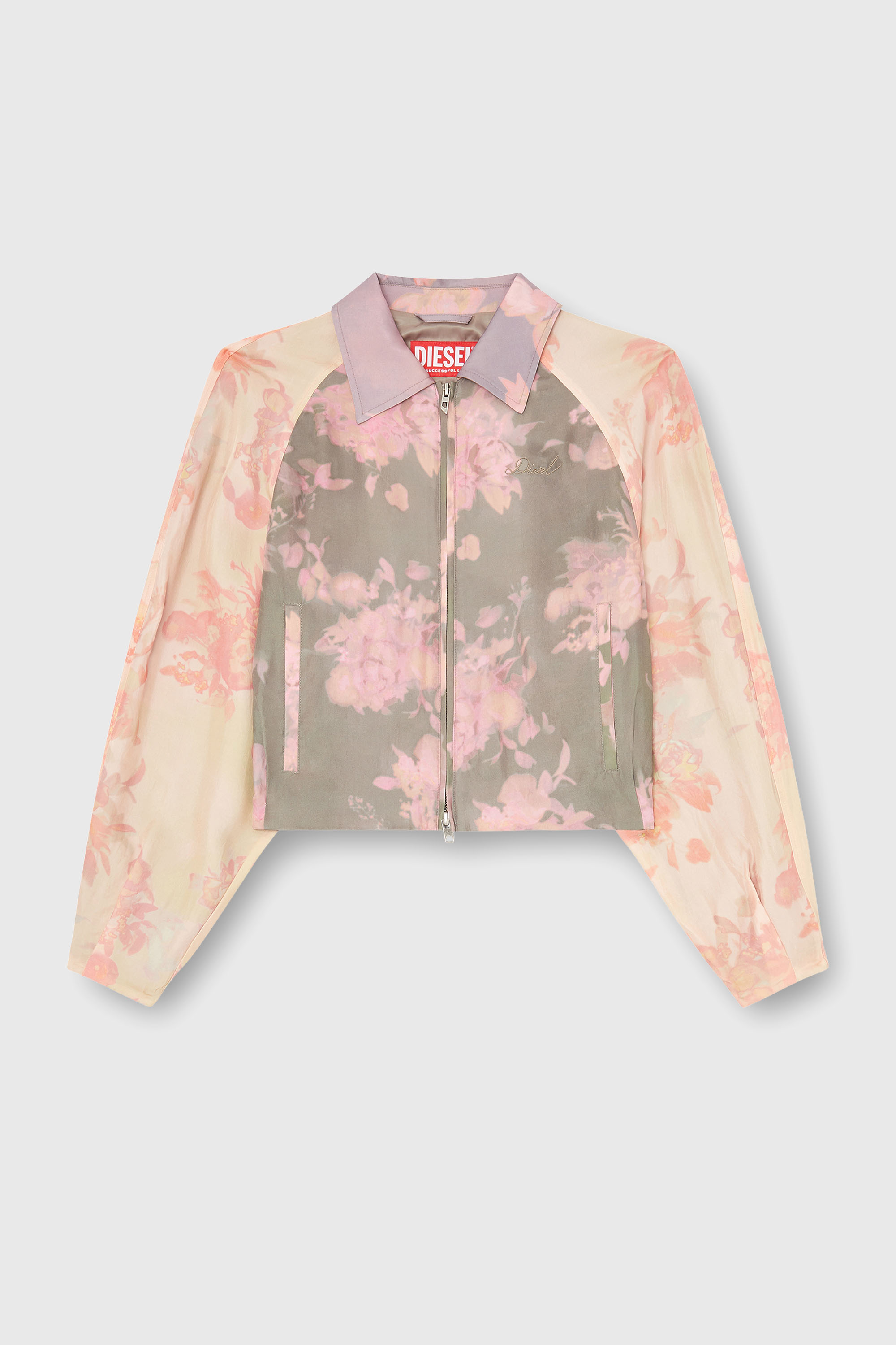 Diesel - G-ALENA, Chaqueta bomber floral en acetato arrugado Mujer in Multicolor - 2