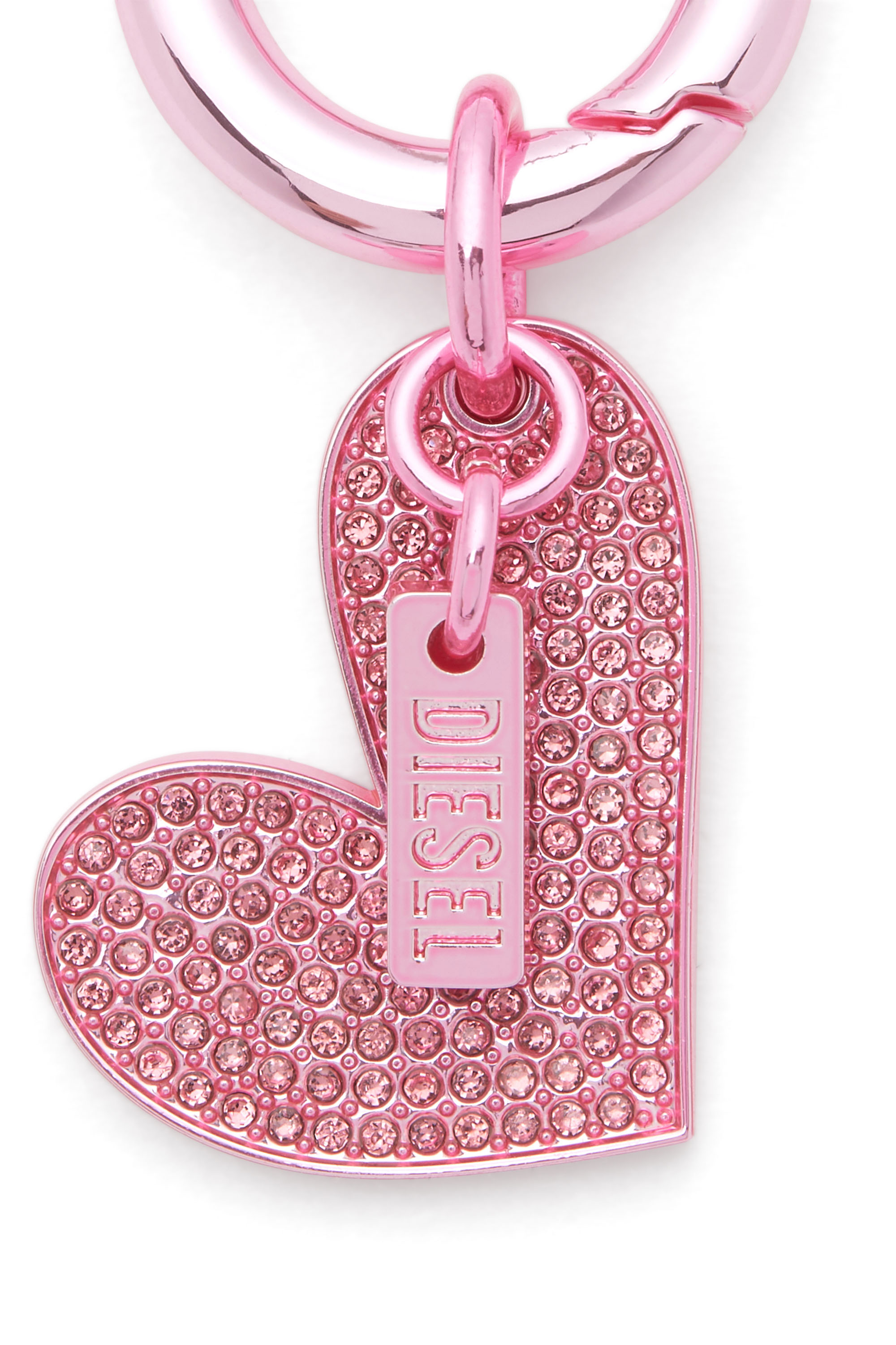 Diesel - CHARM-HEART, Colgante de corazón de metal con pedrería Mujer in Rosa - 2