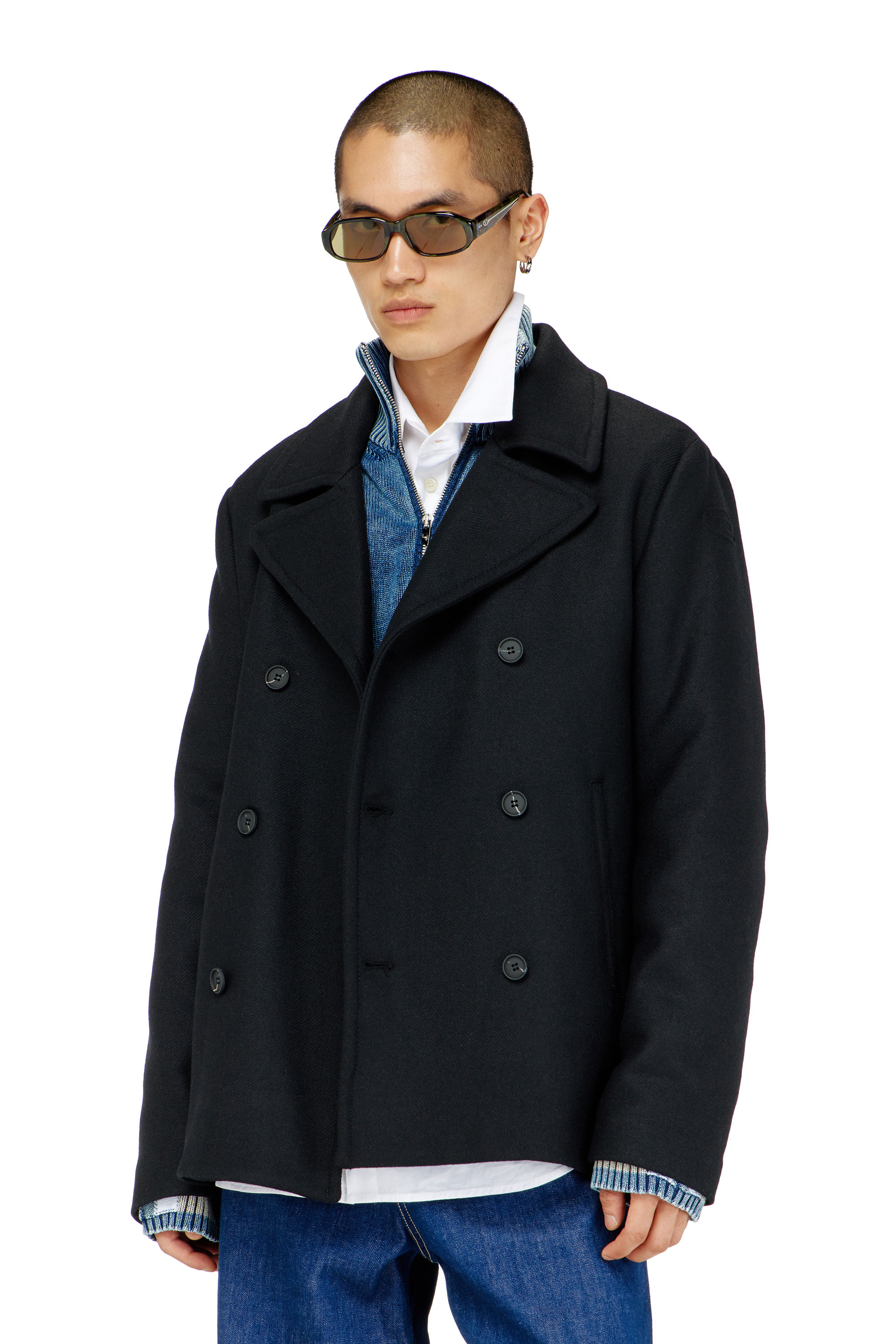 Diesel - W-HALEY-WRD, Chaquet&oacute;n de lana mezclada afieltrada Hombre in Negro - 1
