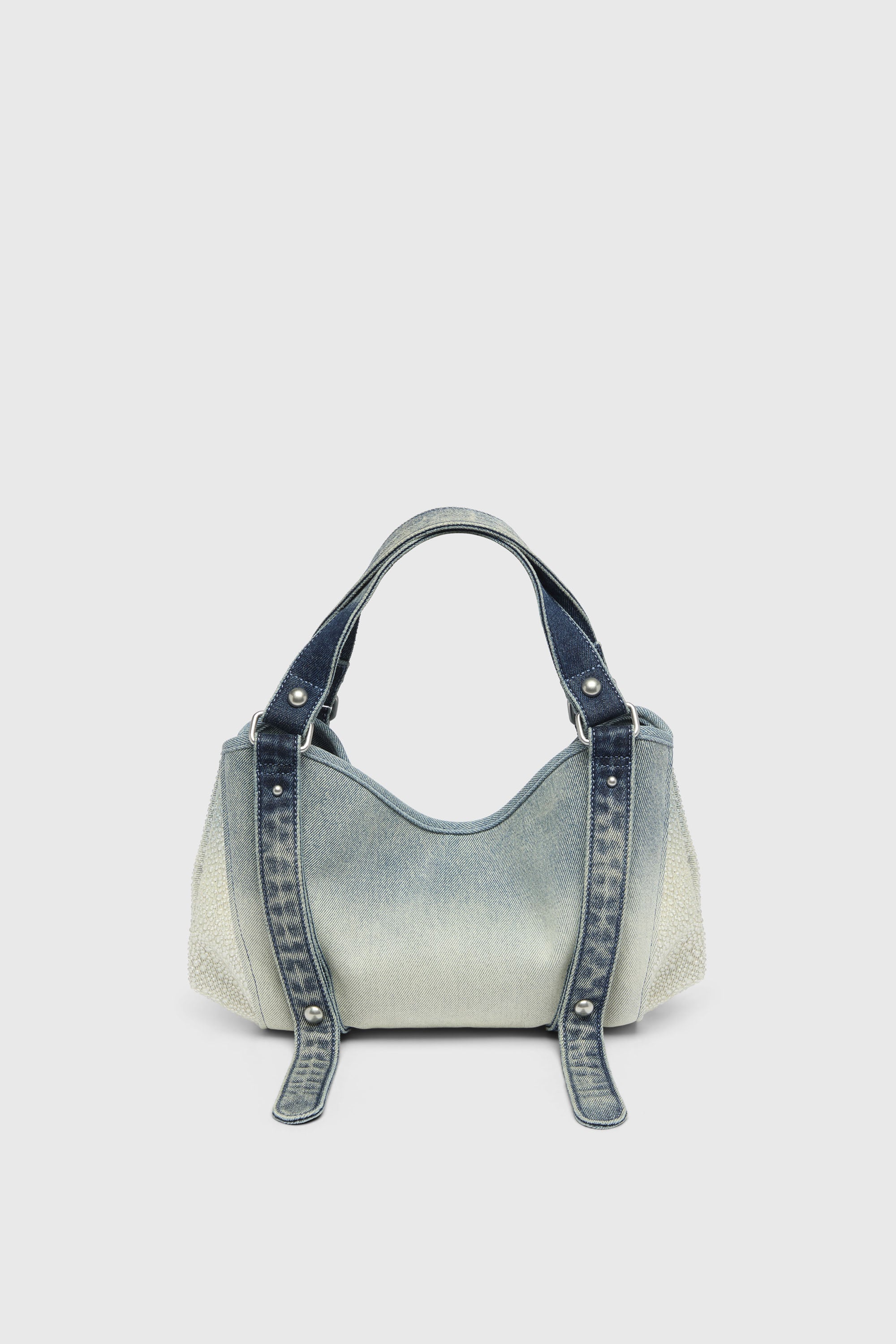 Diesel - D-ONE TOPHANDLE S, D-One-Bolso small con asa superior de denim solarizado con cristales Mujer in Azul marino - 3