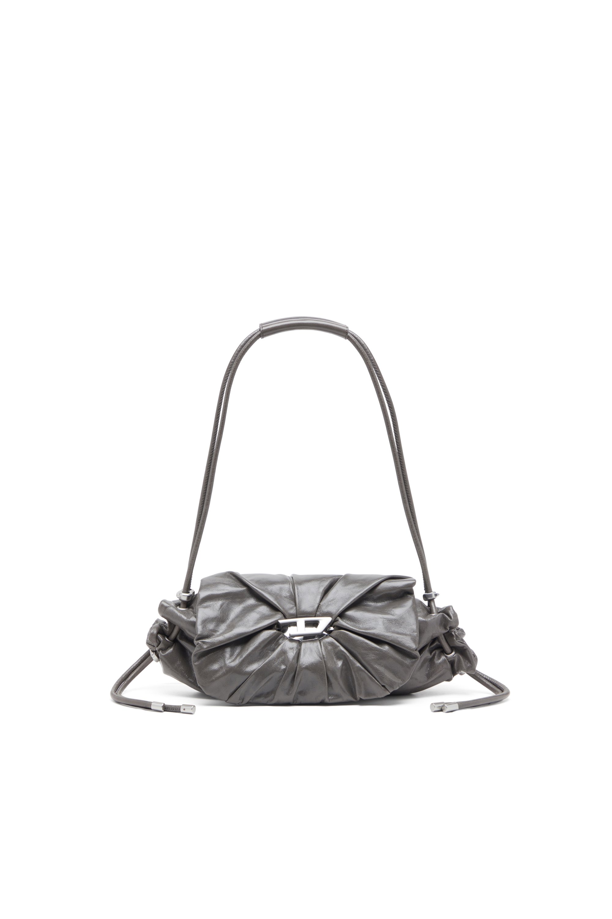 Diesel - SCRUNCH-D SHOULDER S, Scrunch-D S-Bolso de hombro de cuero arrugado Mujer in Gris - 1