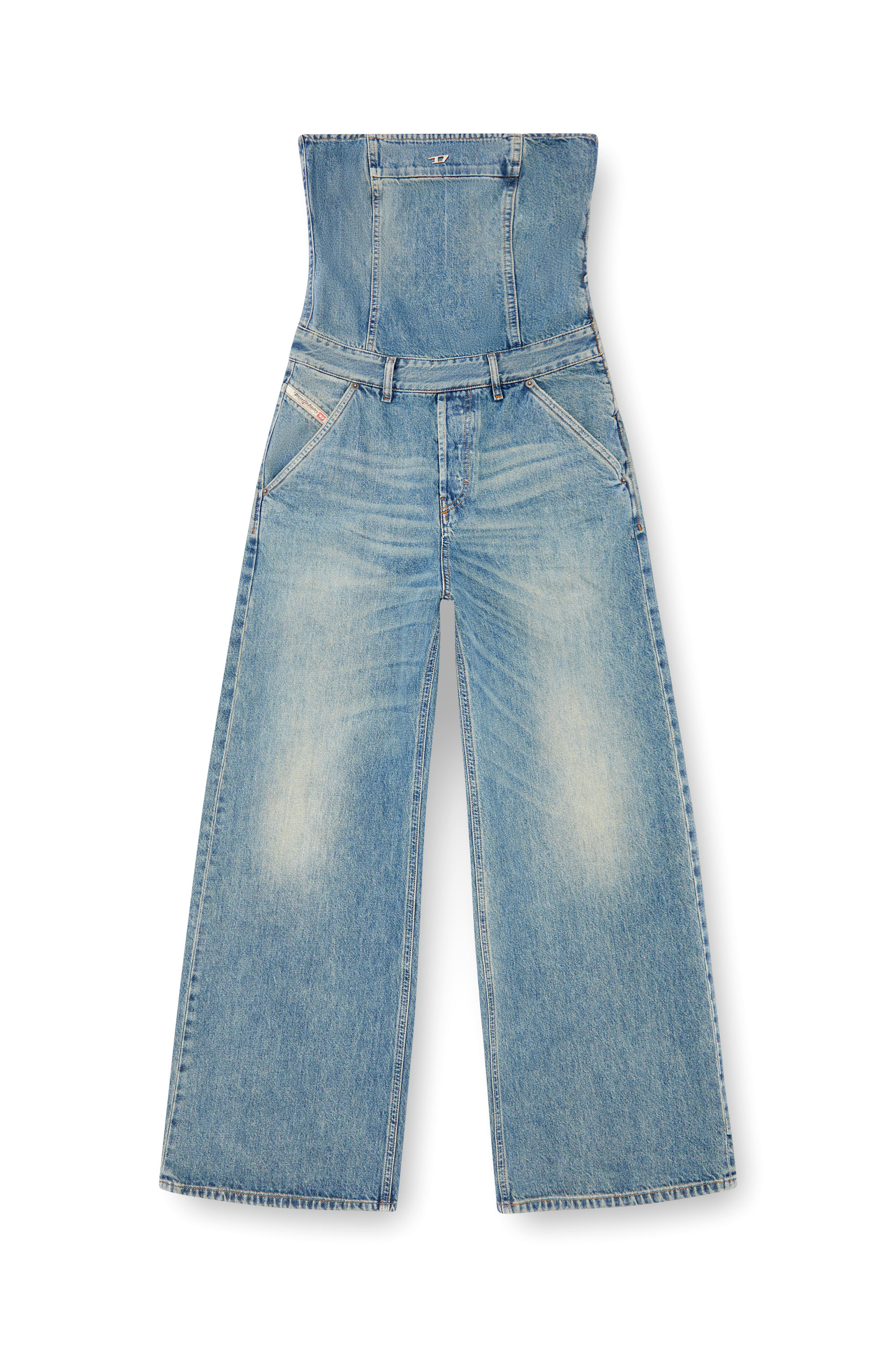 Diesel - DE-BRIDE, Mono sin tirantes en denim Mujer in Azul marino - 6