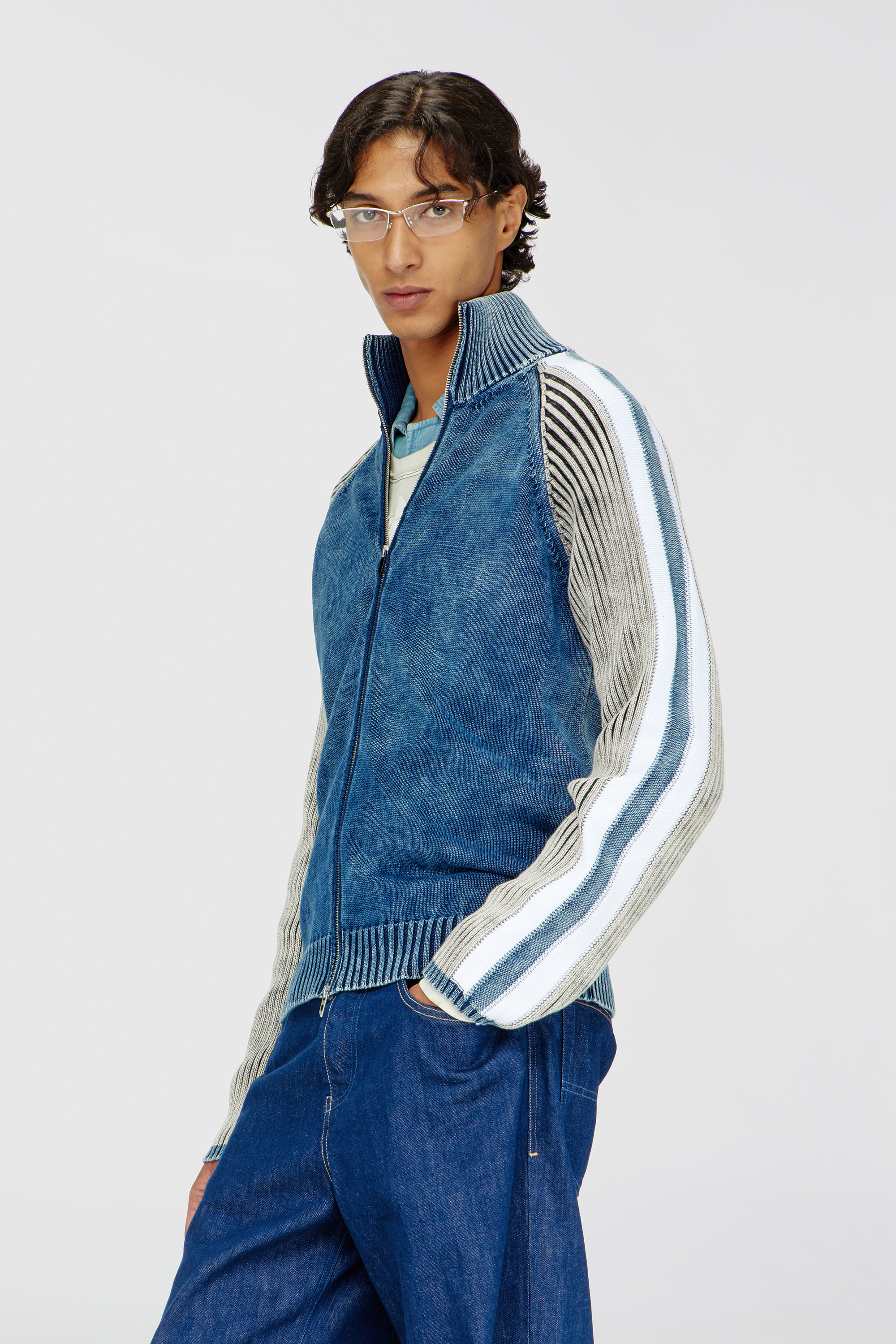 Diesel - K-HERONIMO, C&aacute;rdigan con cremallera y bandas deportivas Hombre in Multicolor - 3