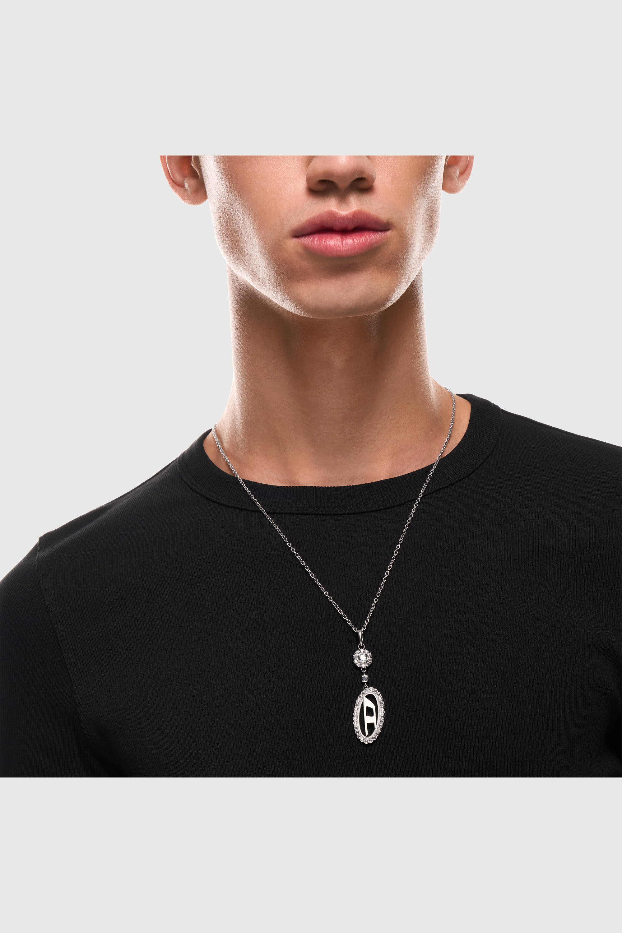 Diesel - DX1750040, Collar de acero inoxidable con colgante pav&eacute; Unisex in Plateado - 5