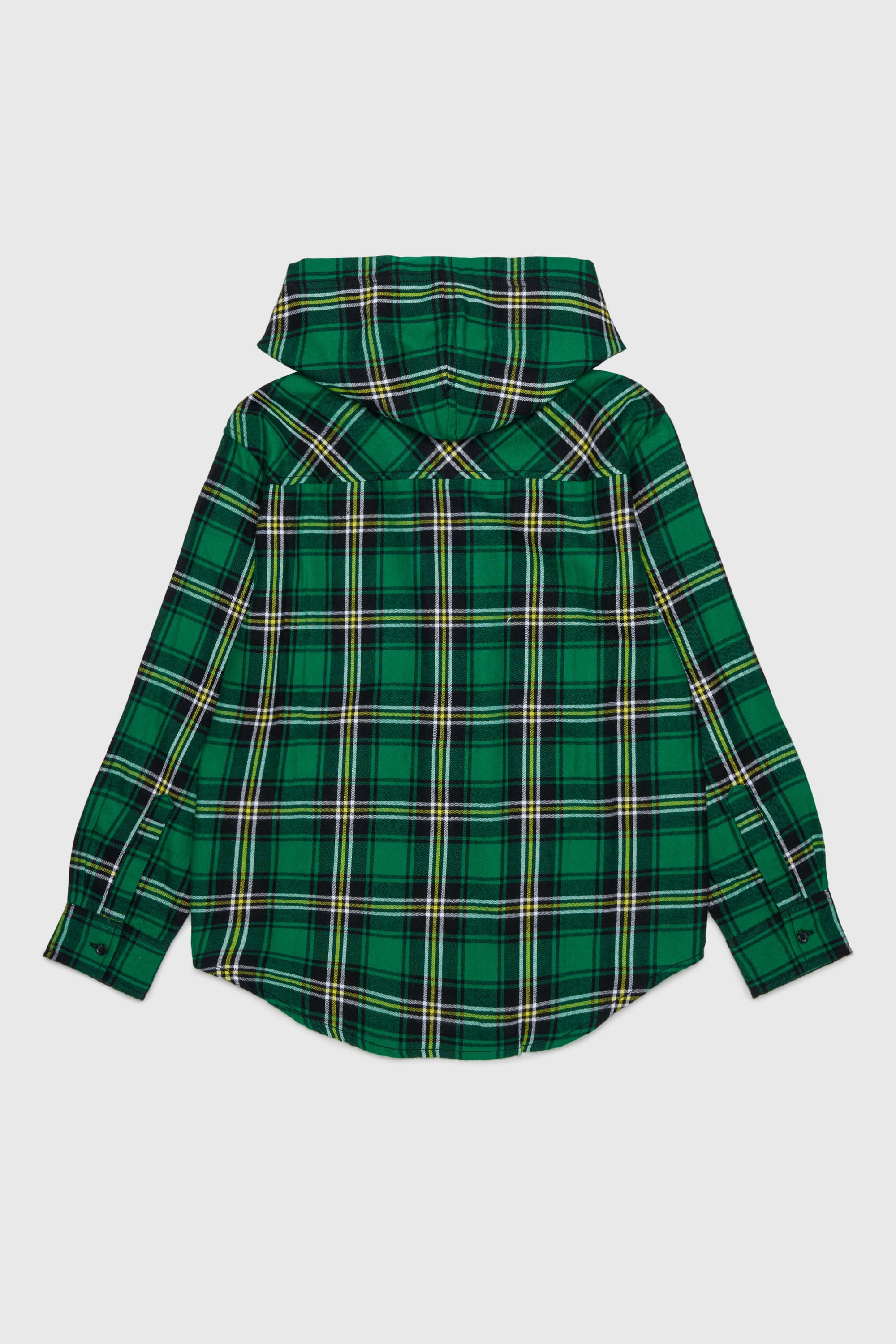 Diesel - CHECK OVER, Man's Hooded check shirt with Oval D embroidery in Green - 2