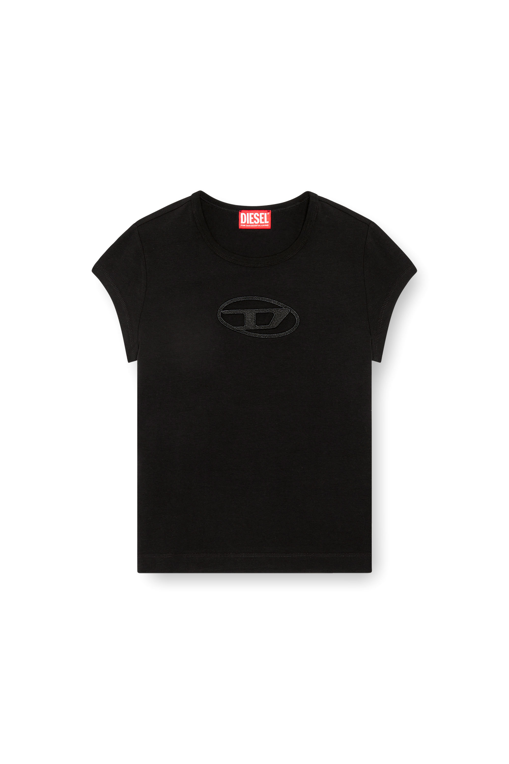 Diesel - T-ANGIE, Mujer Camiseta con logotipo cucú in Negro - Image 3