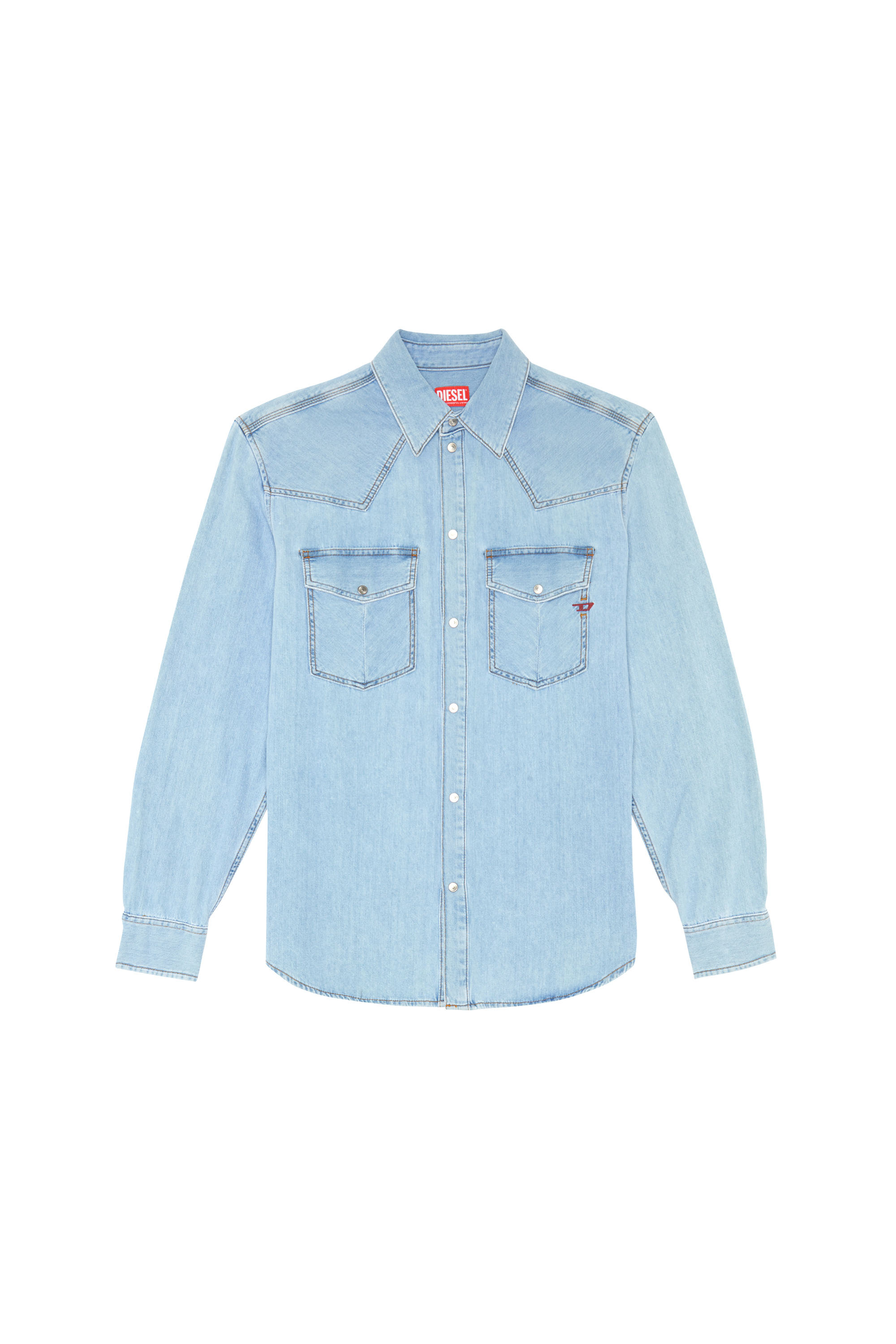 Diesel - D-OCEAN WESTERN SHIRT, Azul medio - Image 3
