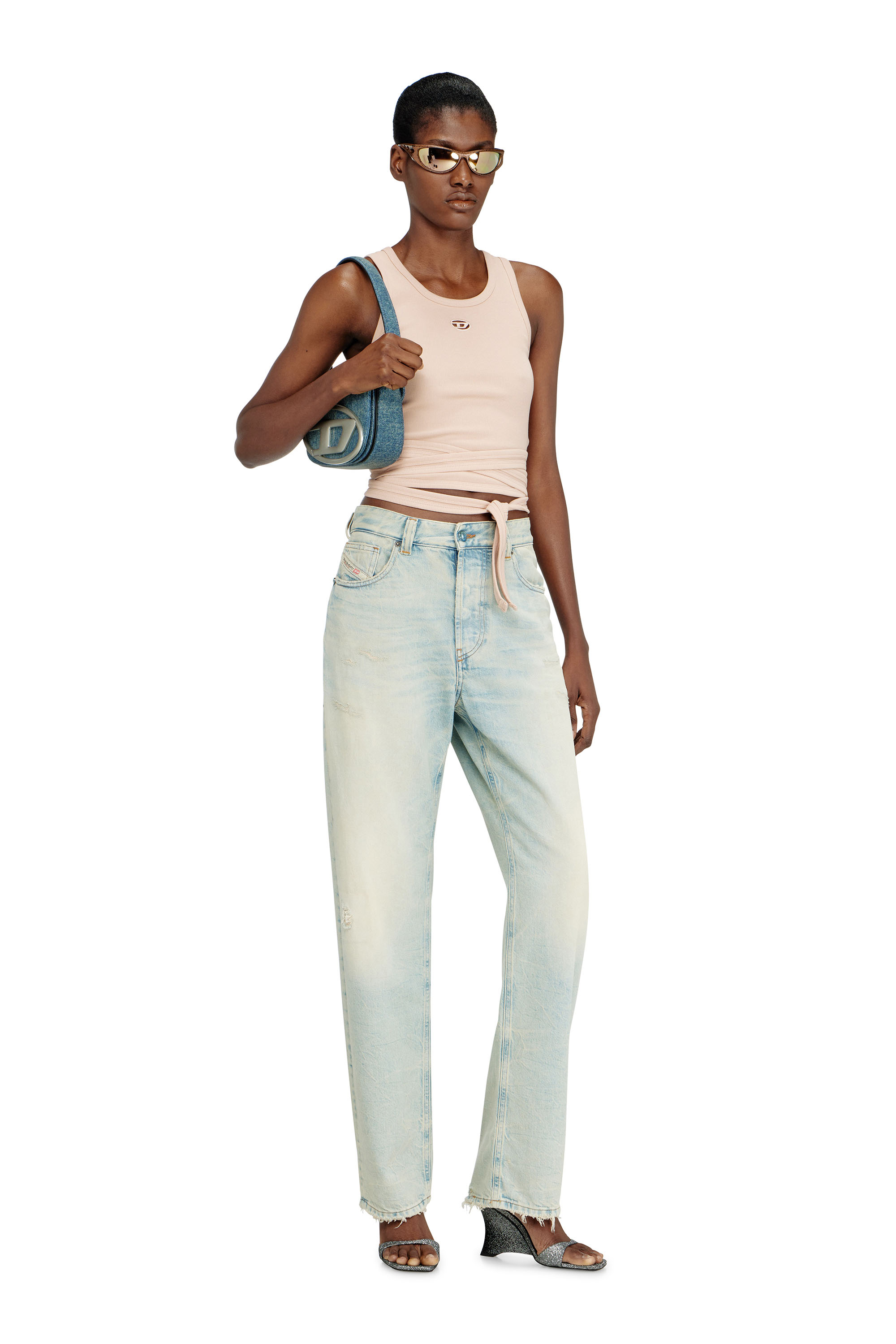 Diesel - 1DR, 1DR-Bolso de hombro ic&oacute;nico de denim solarizado Mujer in Azul marino - 2