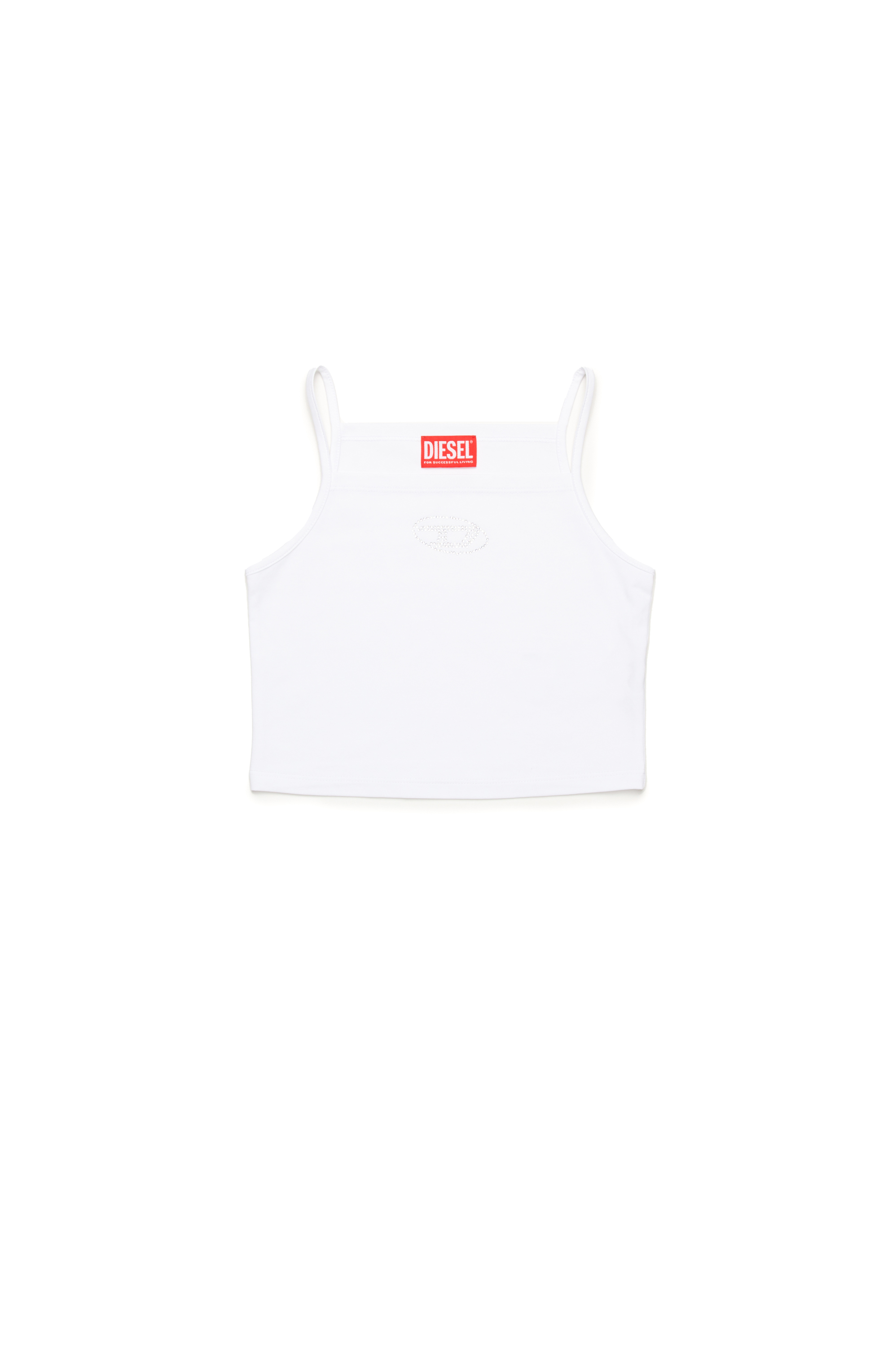 Diesel - TRIND, Top cami con logotipo Oval D de cristal Mujer in Blanco - 1