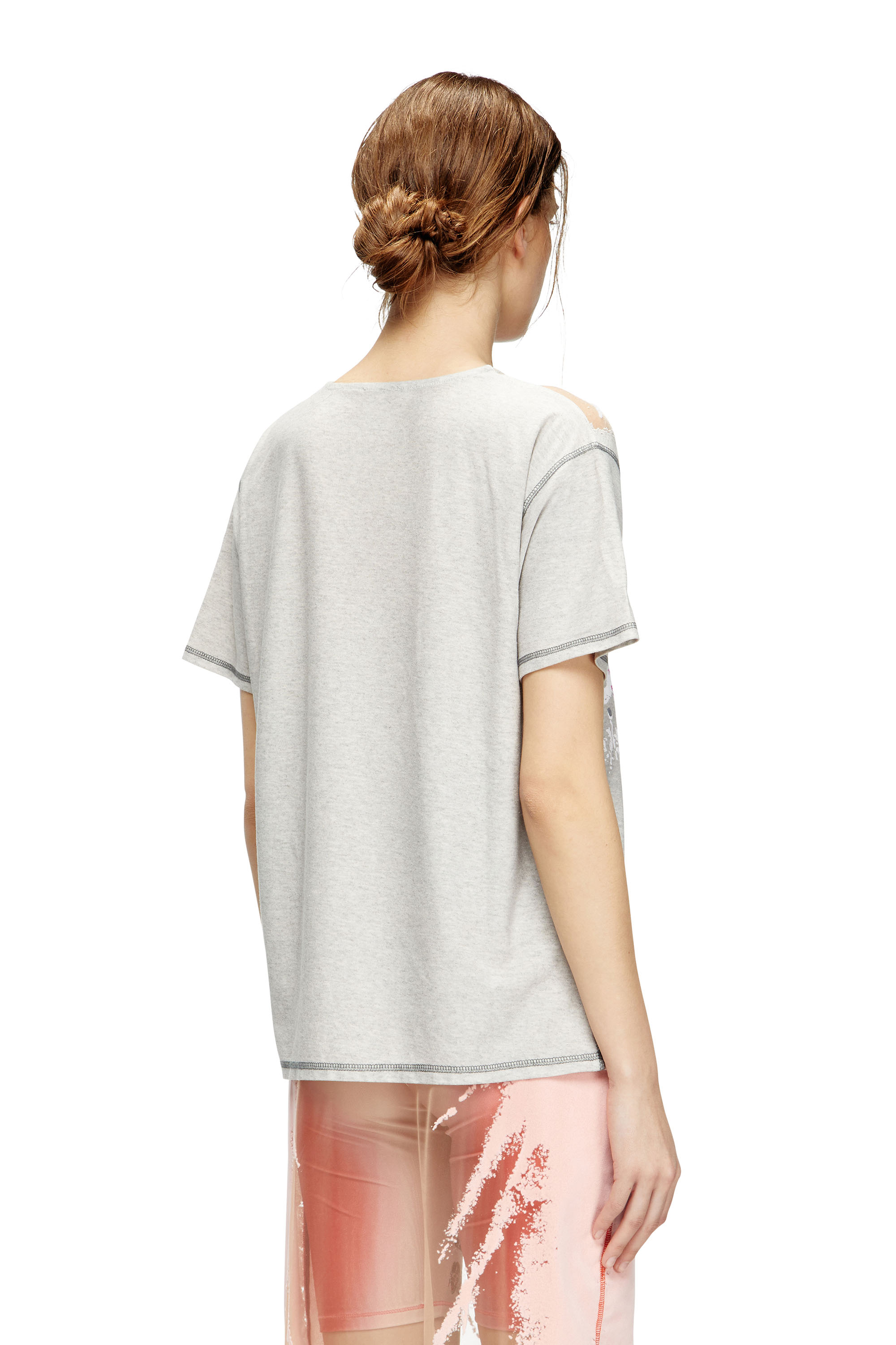 Diesel - T-NORMAC, Camiseta de cuello redondo con estampado de letras de canciones Mujer in Gris - 4