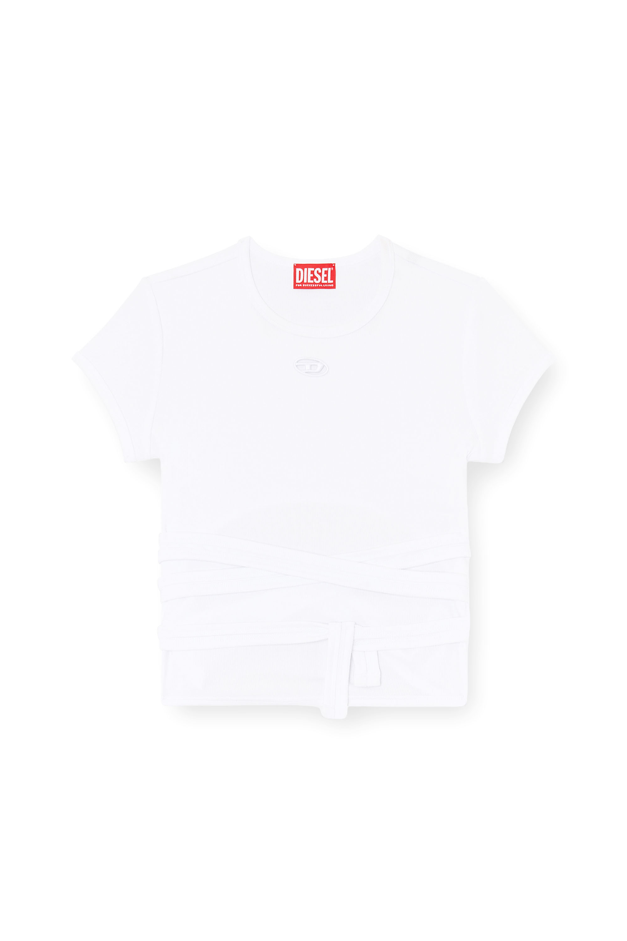 Diesel - T-BUNNY-TAIL-S1, Top de canal&eacute; con cordones envolventes Mujer in Blanco - 3