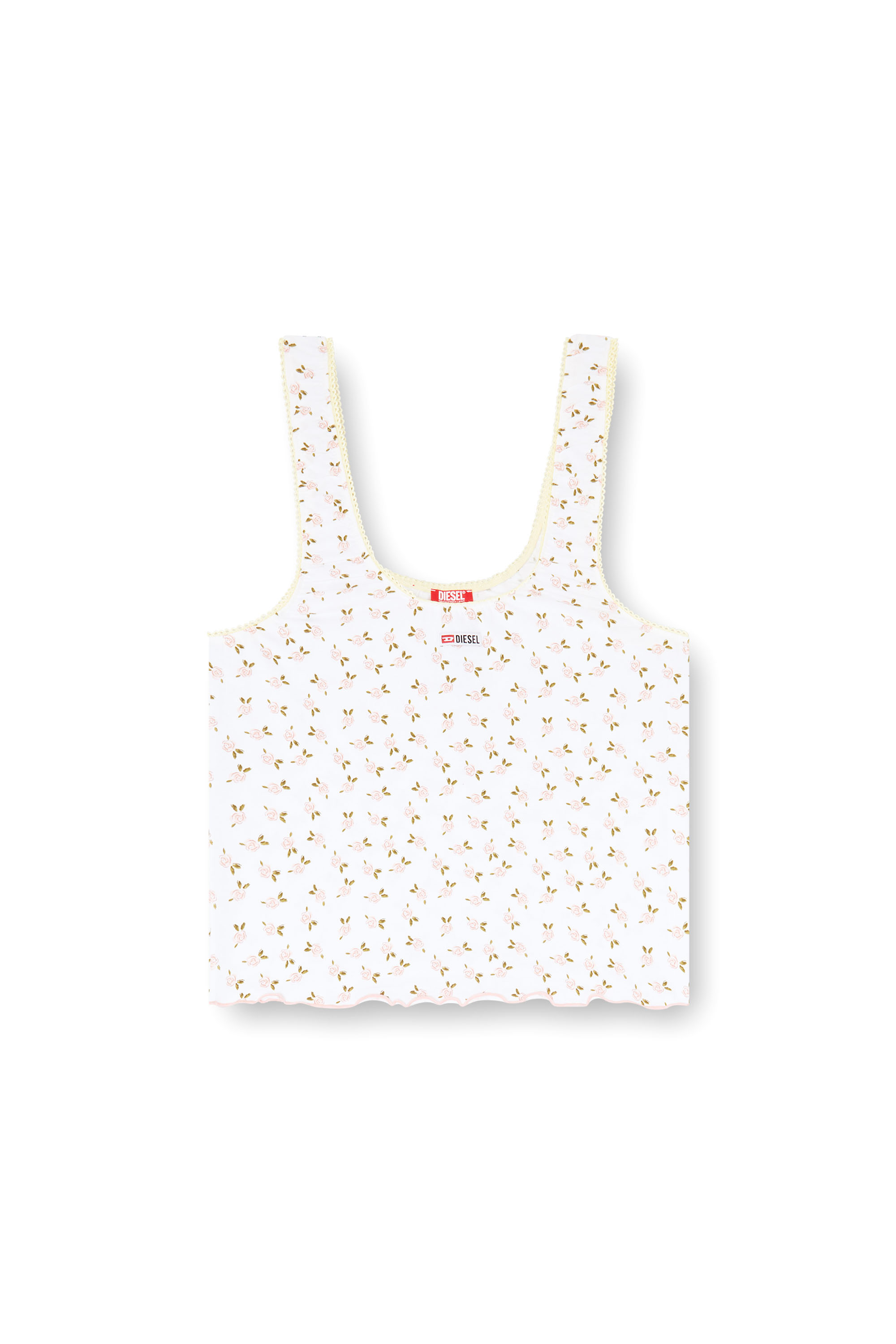 Diesel - GEORGIE-D-CORE, Top de algod&oacute;n stretch con estampado floral Mujer in Blanco - 2