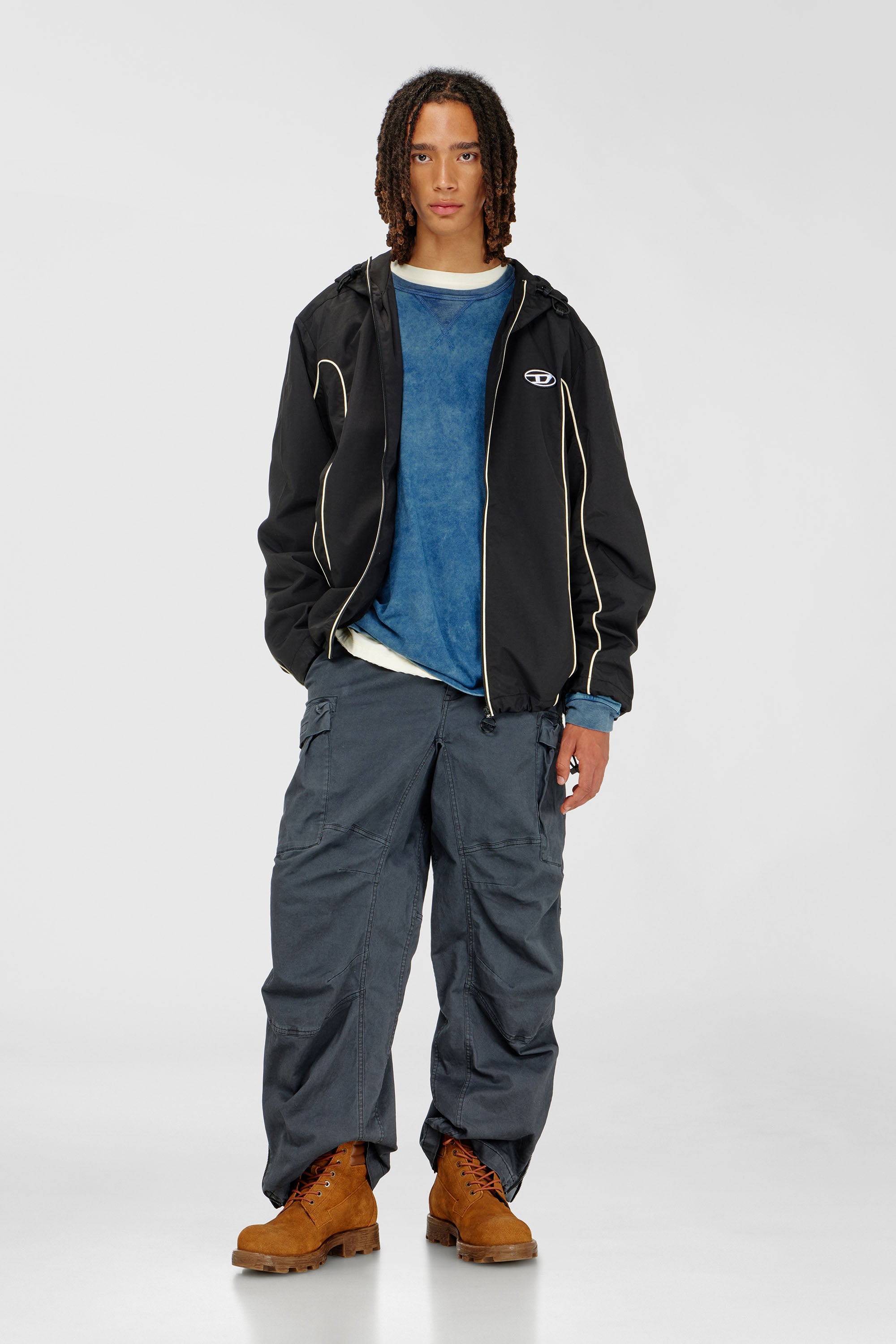 Diesel - J-HIVES, Anorak con ribetes contrastantes Hombre in Negro - 1