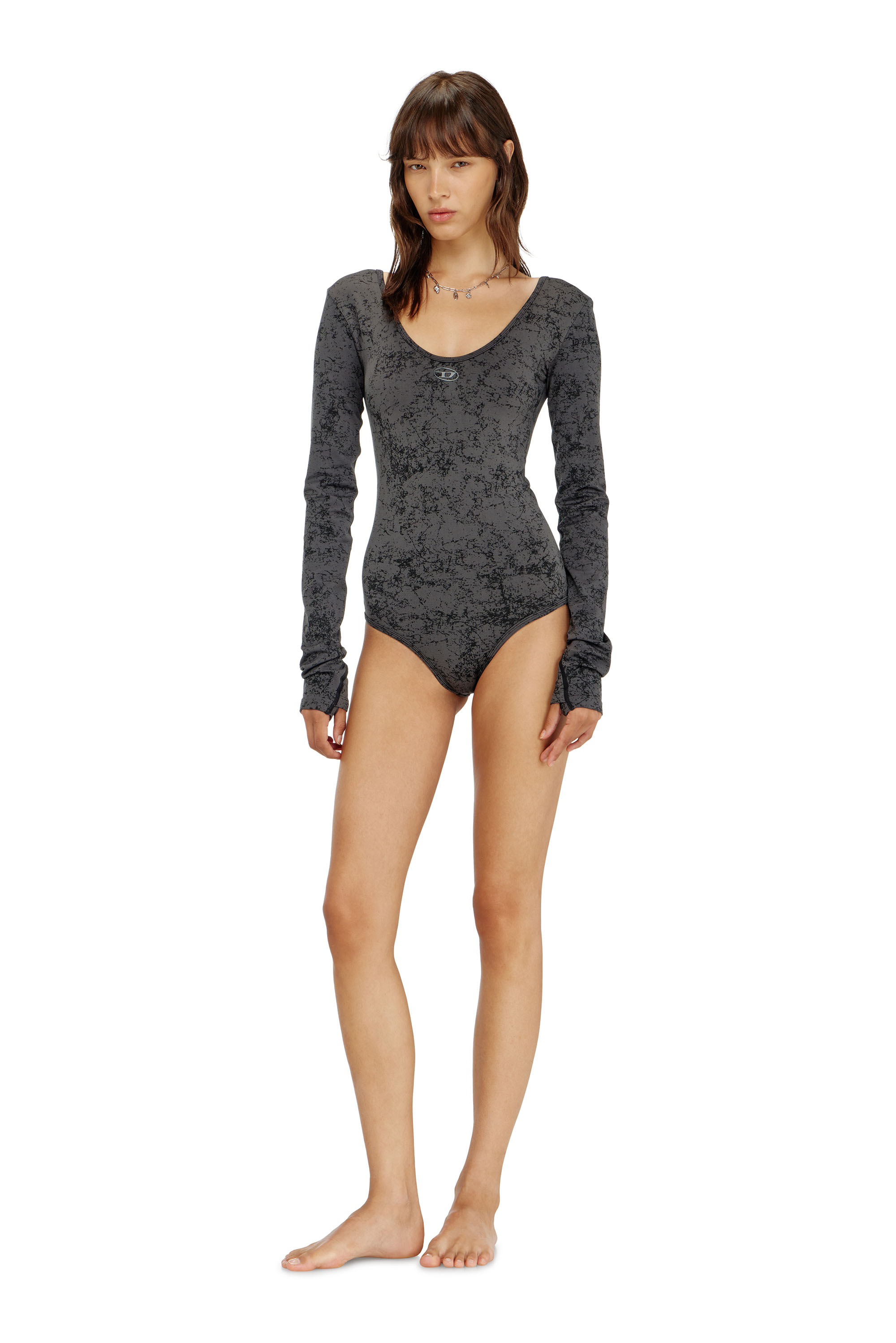Diesel - IONNA-UTLT, Body de espalda abierta con print utilitario Mujer in Negro - 3