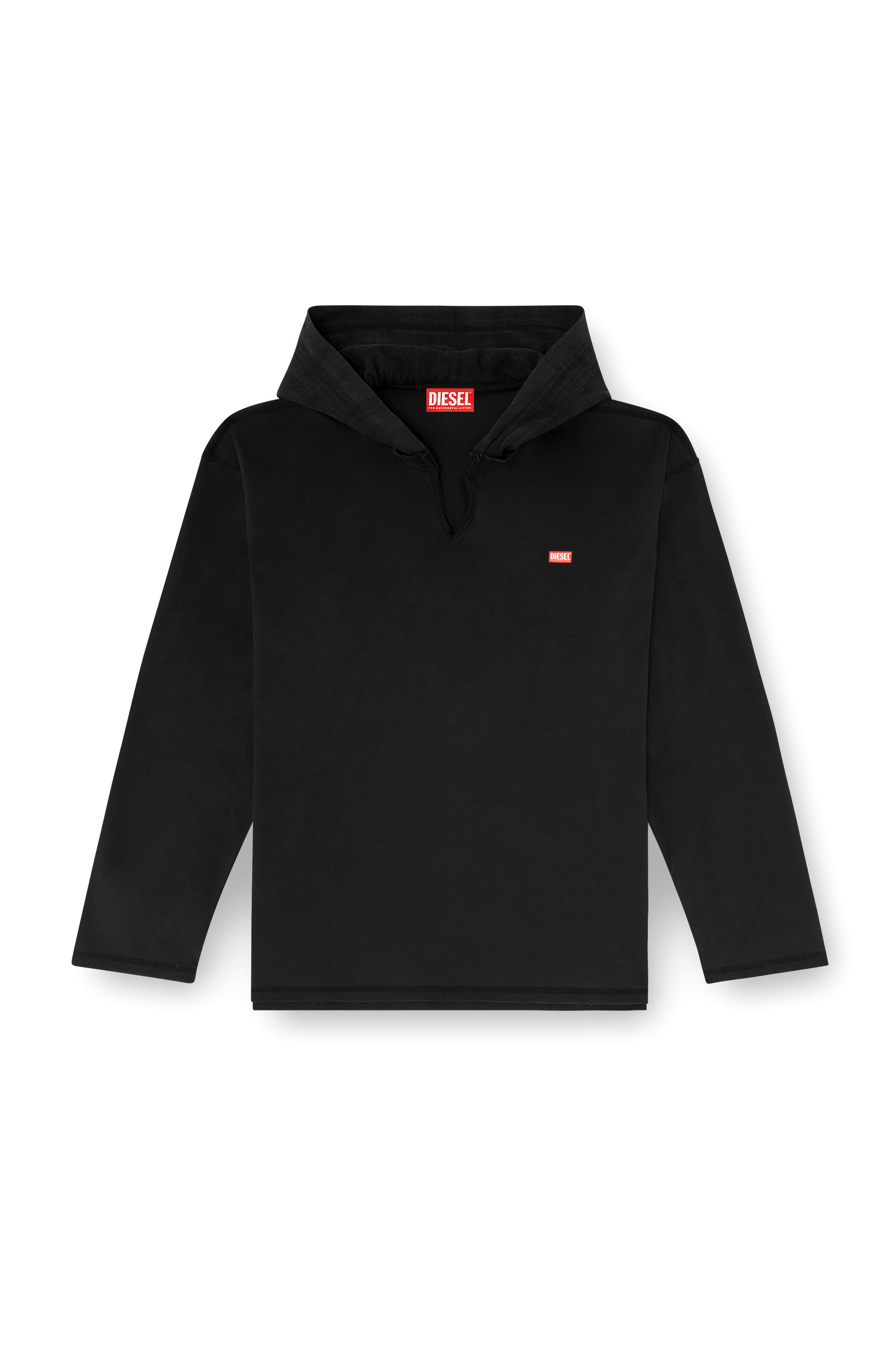 Diesel - T-BOXT-LS-HOOD-CHECK, Camiseta de manga larga con capucha de franela Hombre in Negro - 3
