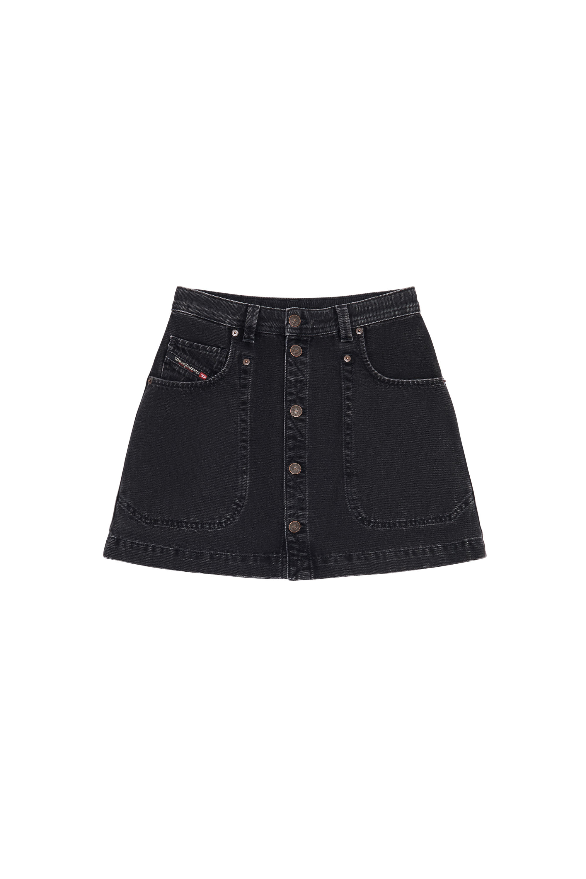 Diesel - DE-ALBUS A-LINE SKIRT, Negro/Gris oscuro - Image 3
