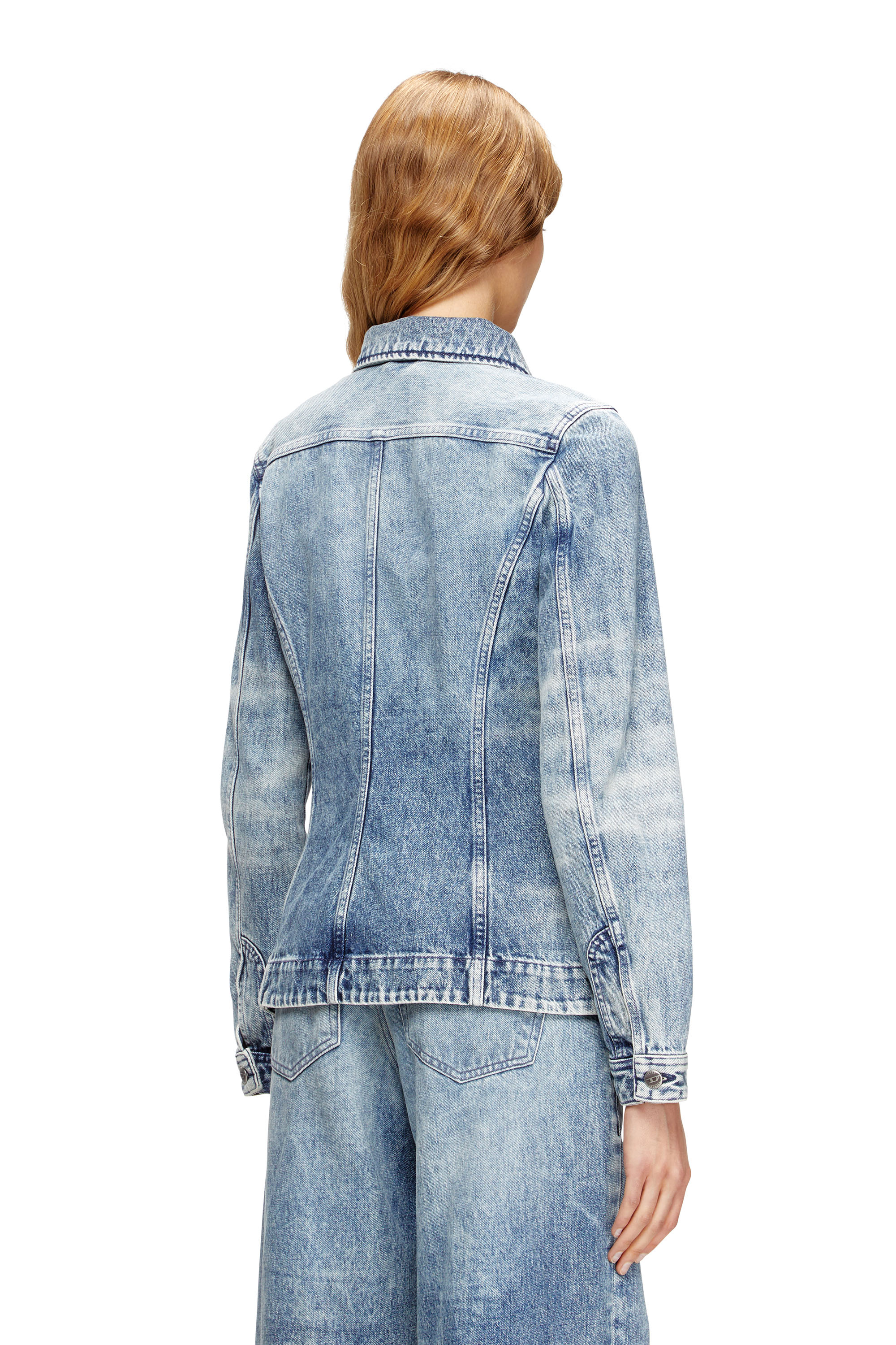 Diesel - DE-KATERIN-FSH, Chaqueta ajustada de denim de algodón y cáñamo grabado con láser Mujer in Azul marino - 4