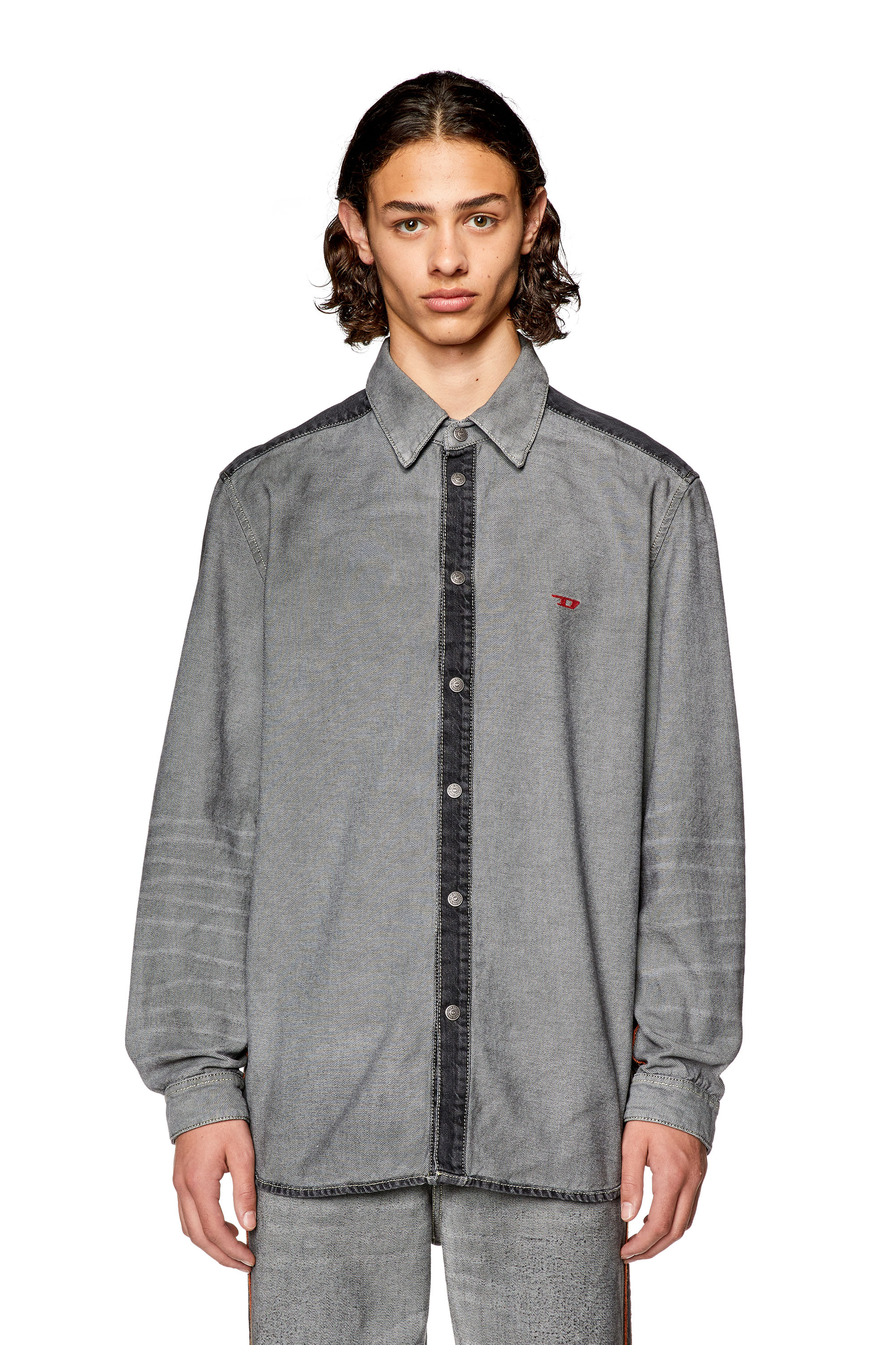 Diesel - D-SIMPLY-SP1-S, Camisa en denim de dos tonos Hombre in Gris - 5