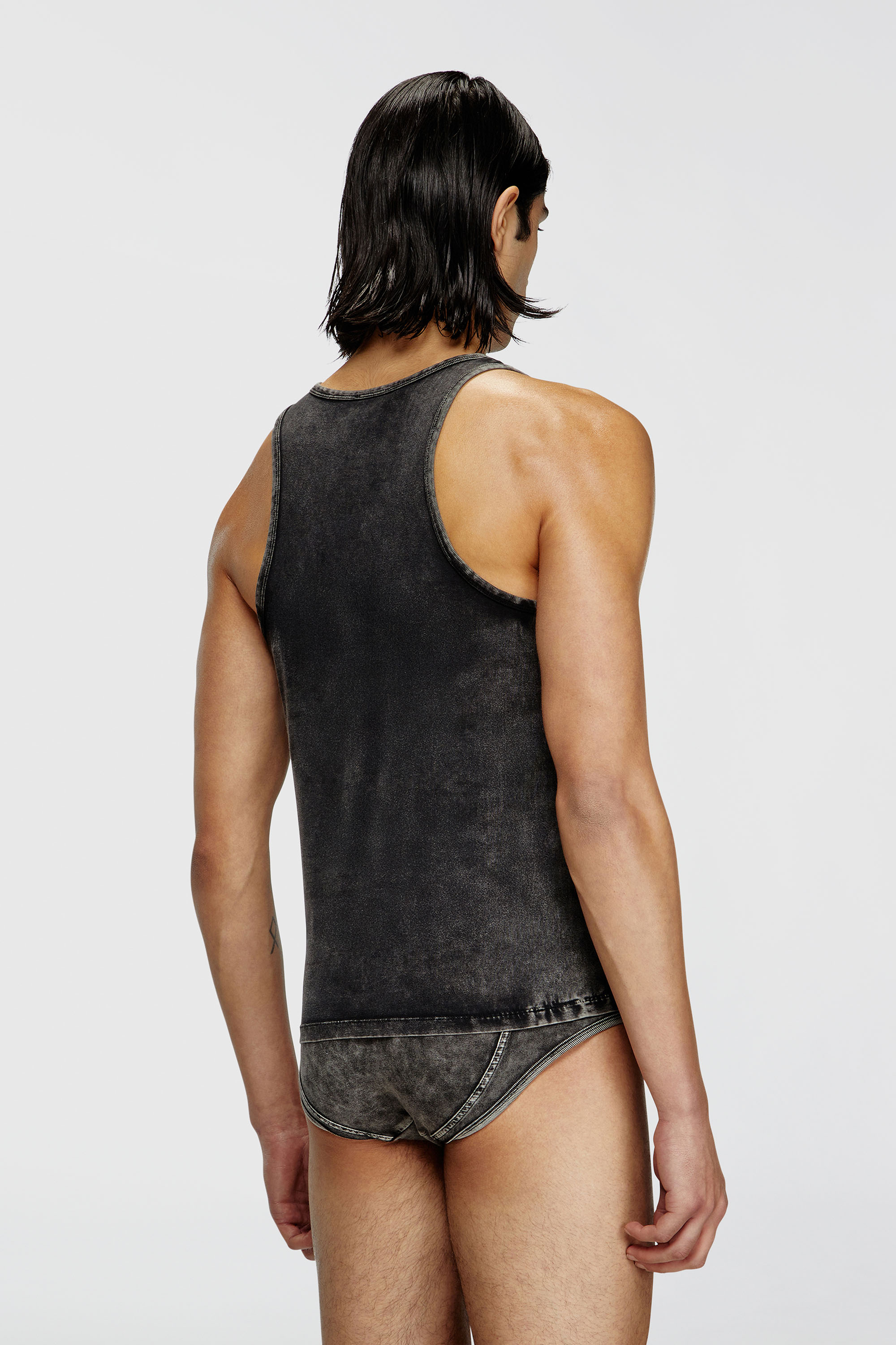 Diesel - WALTY-DNM, Camiseta de tirantes con efecto denim Hombre in Negro - 4